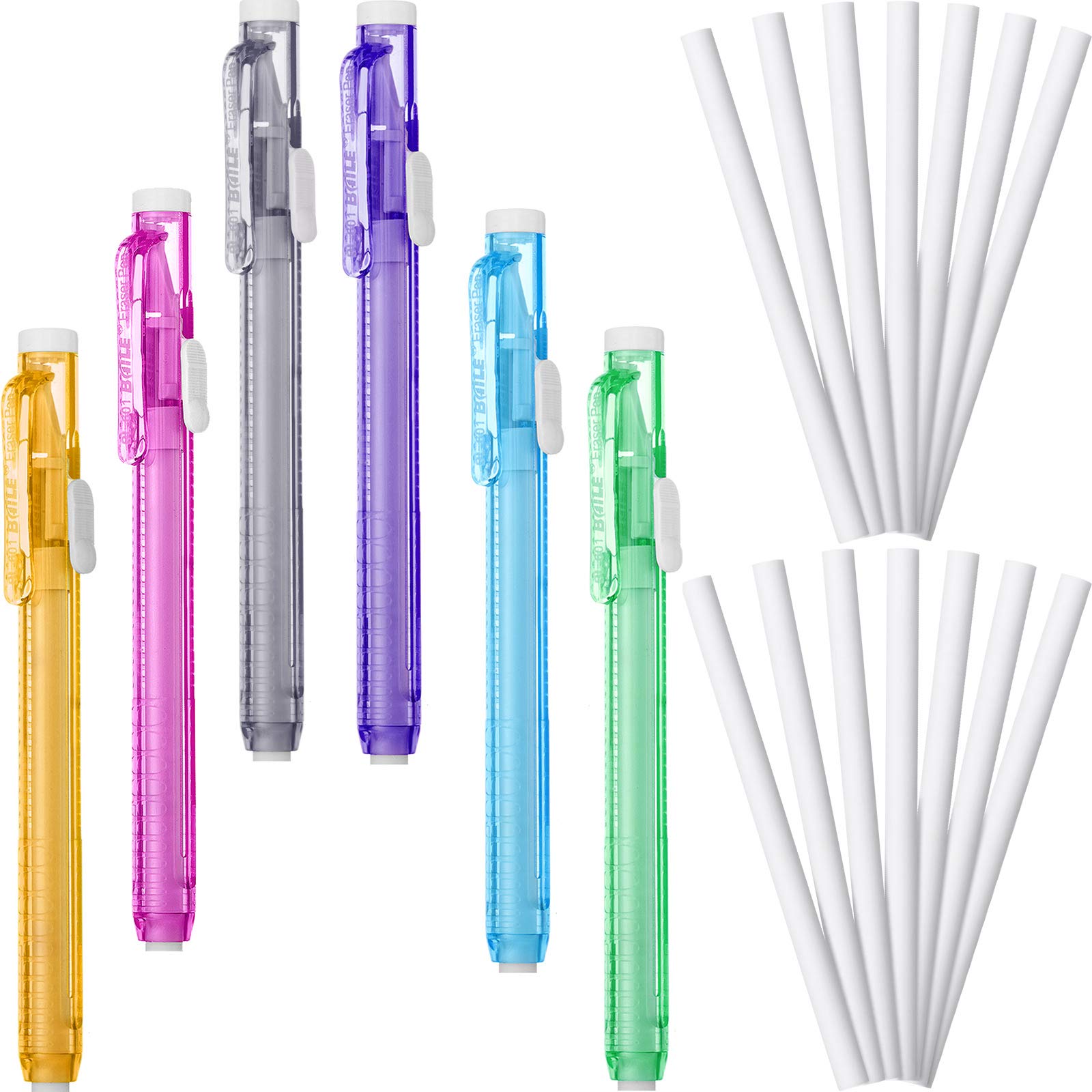 36-Piece Retractable Eraser Pen Set with 6 Pens & 30 Refills - Clear Mechanical Pencil Erasers for Office, School, Art & Writing - Perfect for Sketching, Note-Taking & Drafting