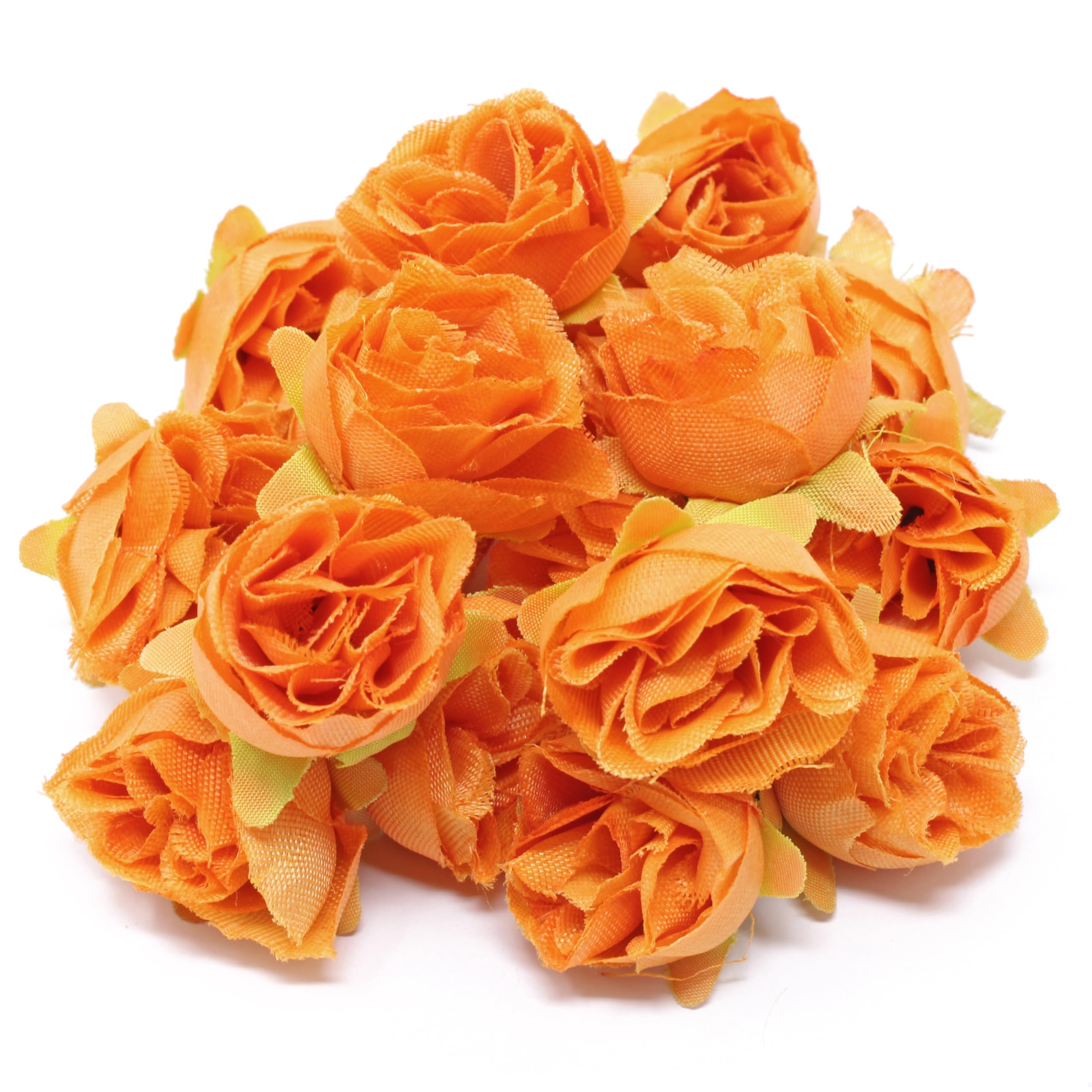 Orange Rose Buds - 10 Pack Faux Silk Decorative Flowers for Home Decor, Wedding Centerpieces, DIY Crafts & Party Arrangements