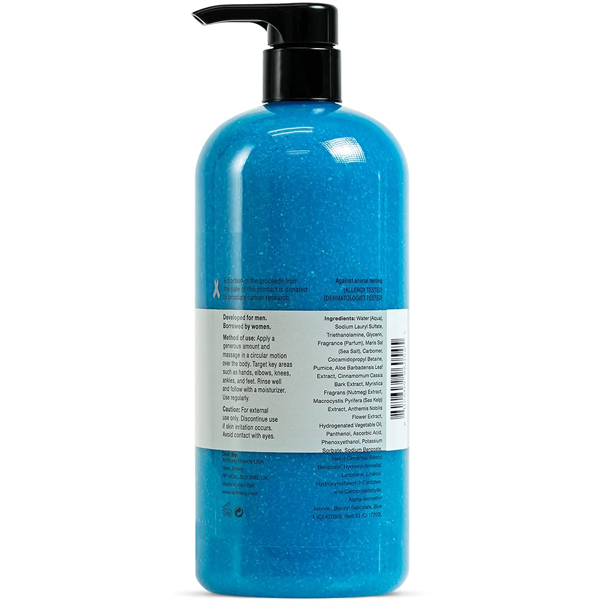Anthony Invigorating Rush Hair & Body Wash with Blue Sea Kelp - 32 Fl Oz Hydrating Shower Gel for Men & Women - Refreshing Body Scrub for Dry Skin - Perfect for Gym, Post-Workout & Daily Shower Routine