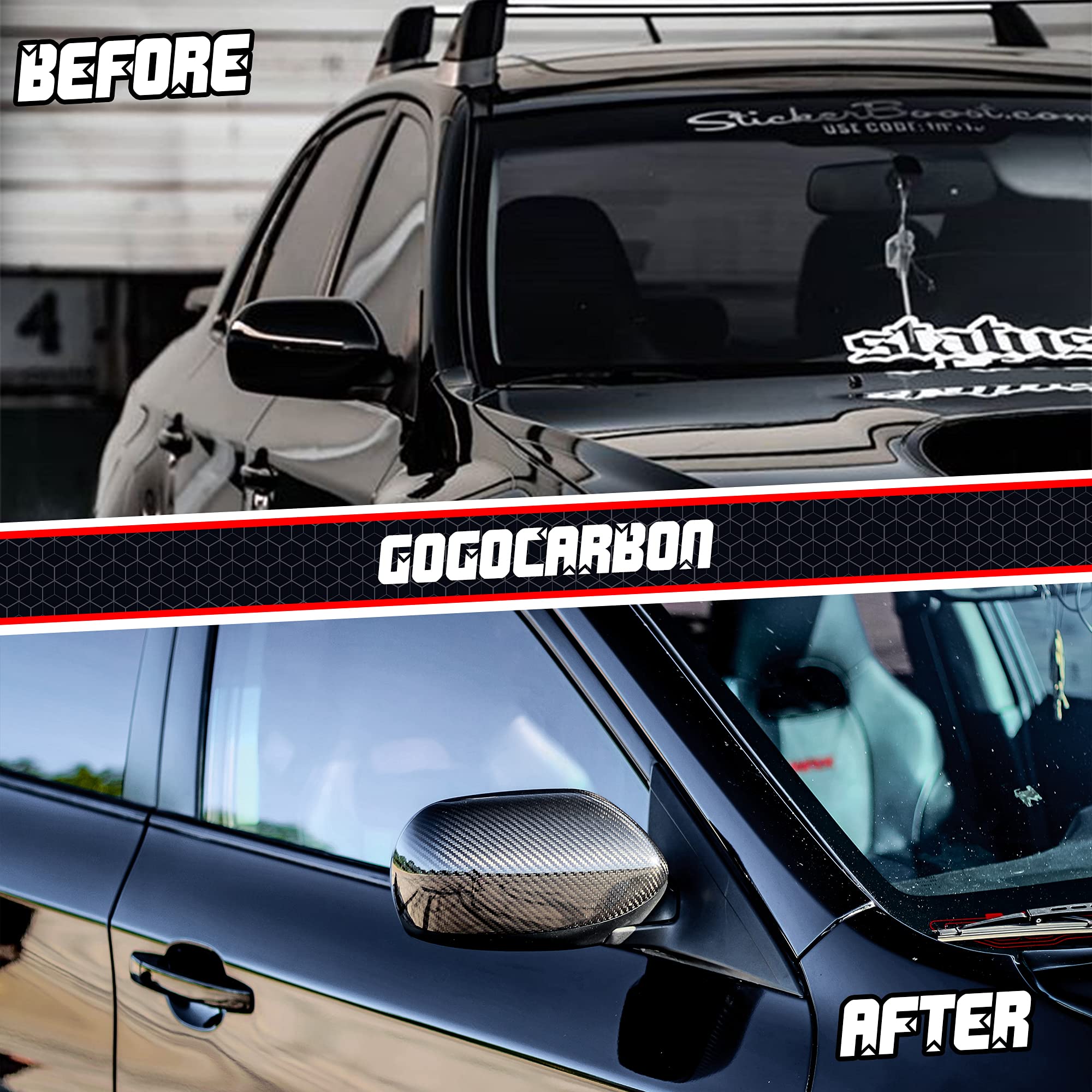 **2008-2014 Subaru WRX STI/WRX Mirror Cover - Dry Carbon Fiber Design, UV-Resistant Clear Coat, Lightweight & Durable (2-Piece Set) - Upgrade Exterior Styling for Sporty Look**