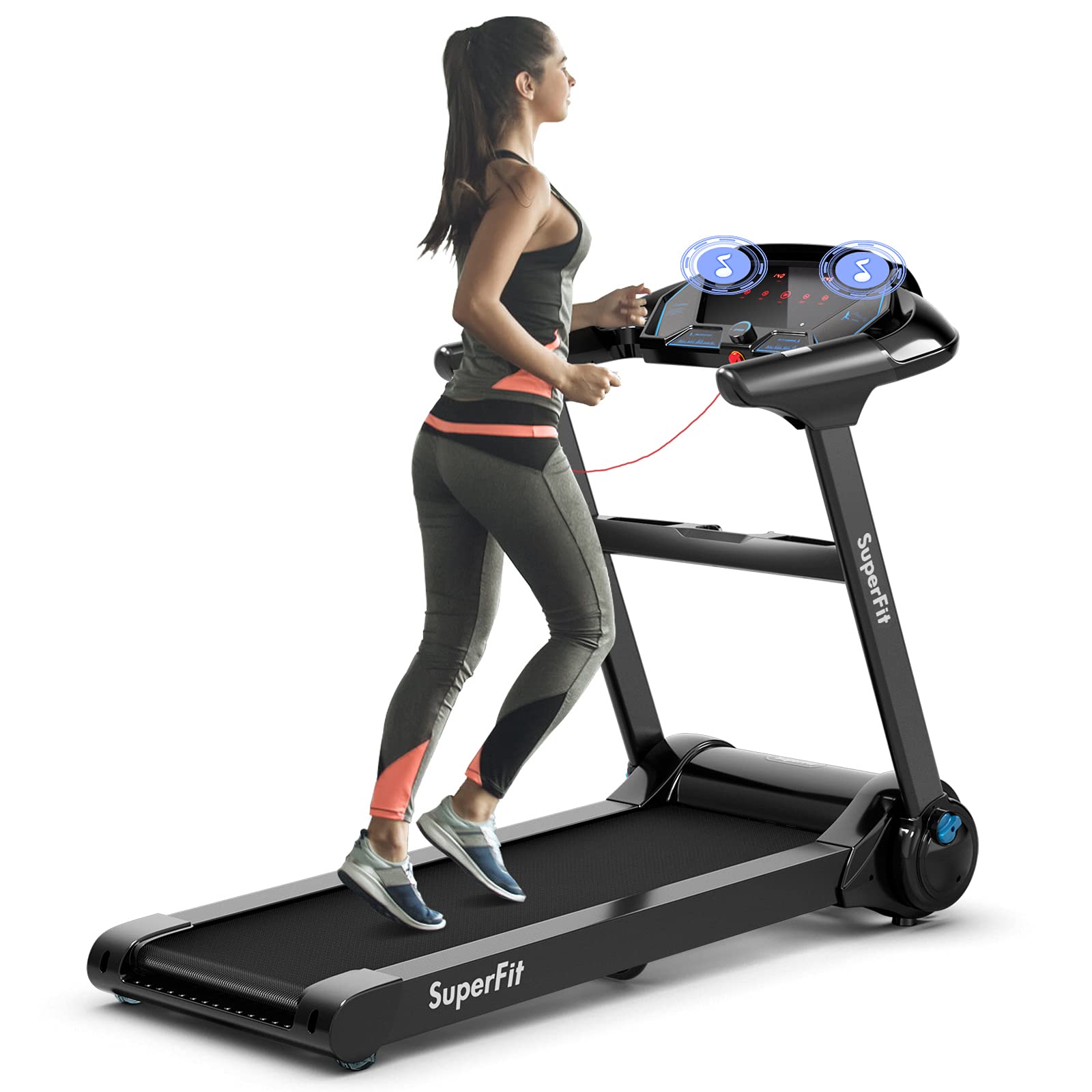 GYMAX Folding Treadmill - 2.25HP Electric Motorized Running Machine with Smart App Control, LED Touch Monitor & Heart Rate Sensor for Home Gym Cardio Training | Perfect for Small Spaces, Apartment Workouts & Indoor Fitness Routines