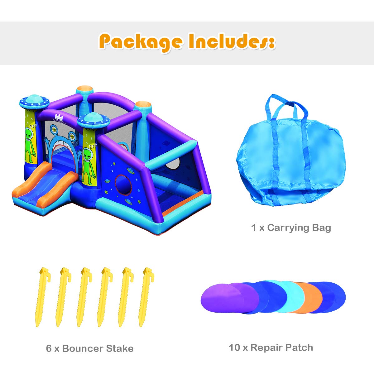 BOUNTECH Inflatable Bounce House for Kids - Alien Themed Bouncy Castle with Large Jumping Area | Indoor & Outdoor Play | Perfect for Birthday Parties, Backyard Fun, Christmas Gifts & Toddler Activities