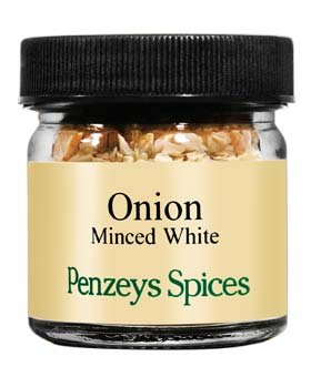 Premium Minced White Onions by Penzeys Spices | .7 oz (1/4 Cup) Glass Jar | Pack of 1 | Perfect for Soups, Salads, and Seasoning Blends | Fresh Flavor Enhancer for Home Cooking & Meal Prep