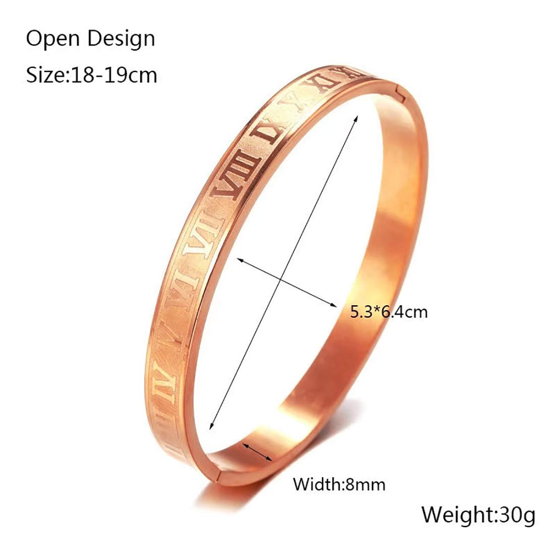Jaline Stainless Steel Roman Numeral Bangle Bracelet Set - Gold, Silver & Rose Gold Plated Unisex Jewelry for Men & Women - Personalized Engraved Gift (2PC Rose Gold) - Perfect for Anniversaries, Weddings & Special Occasions