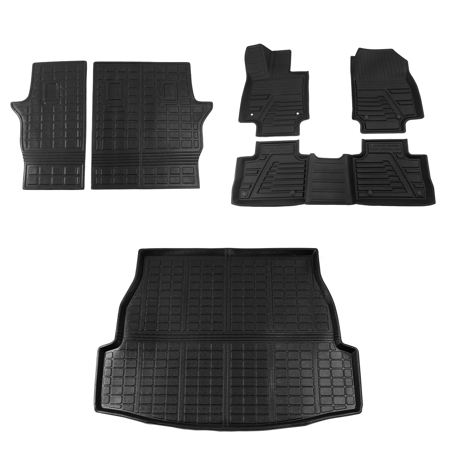 Premium All-Weather Floor Mats for 2019-2025 Toyota RAV4 - Custom Fit Cargo Liner, Trunk Mat & Back Seat Cover Protector | Durable Car Accessories for SUV Interior Protection (Great for Road Trips, Camping & Daily Commute)