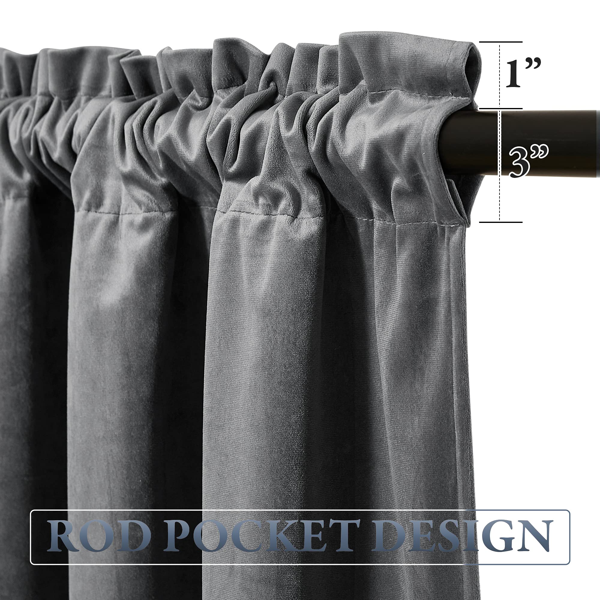 Premium Blackout Velvet Valance Curtains - Scalloped Edge with Tassel Trim, Luxury Window Treatment for Kitchen & Bathroom, 52