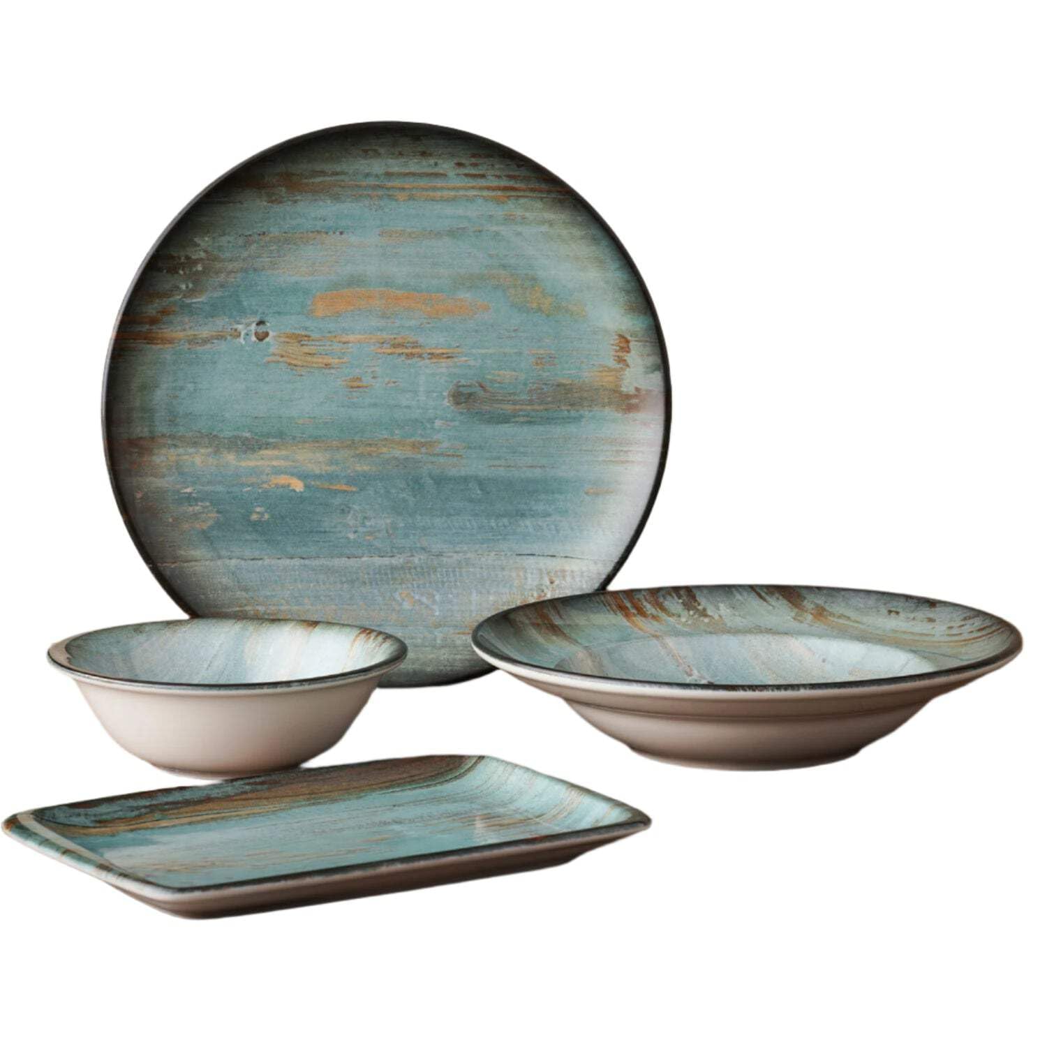 Madera 4-Piece Dinnerware Set for 1 - Elegant Stoneware Plates & Bowls for Everyday Dining & Entertaining