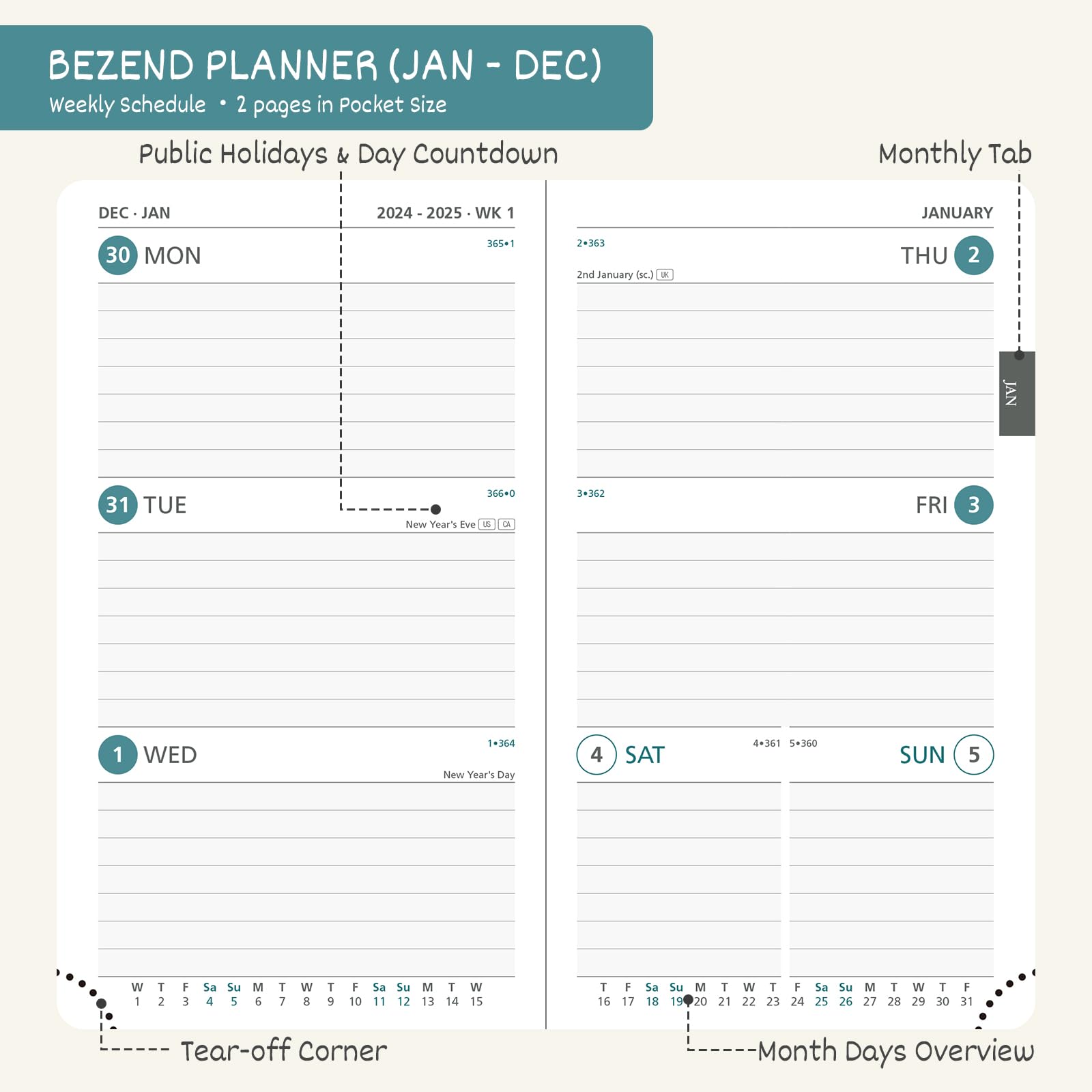 BEZEND 2025 Pocket Planner - 3.5