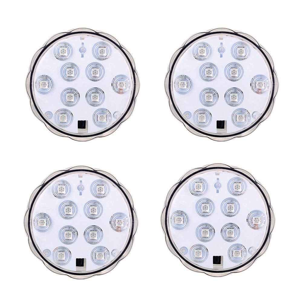 Abaodam 4-Pack 10-LED Timing Underwater Light for Aquarium, Fish Tank, Pool & Diving - Energy Efficient LED Lights for Night Swimming, Marine Exploration & Decorative Lighting (Battery Not Included)