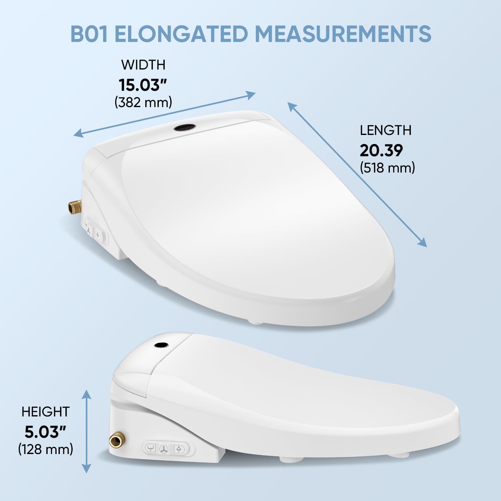 LEIVI Smart Bidet Toilet Seat with Dual Control Mode - Adjustable Warm Water, Air Dryer & Heated Seat - Oscillating/Pulsating Spray Wash, LED Nightlight - Ultra Slim Elongated Design for Modern Bathrooms