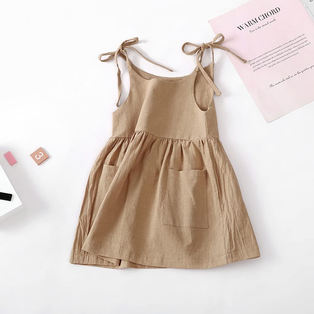 Summer Toddler Girl Dress - 100% Cotton Solid Color Kids Slip Dress with Pockets | Casual Playwear for Toddlers | Perfect for Outdoor Play, Beach Trips & Birthday Parties