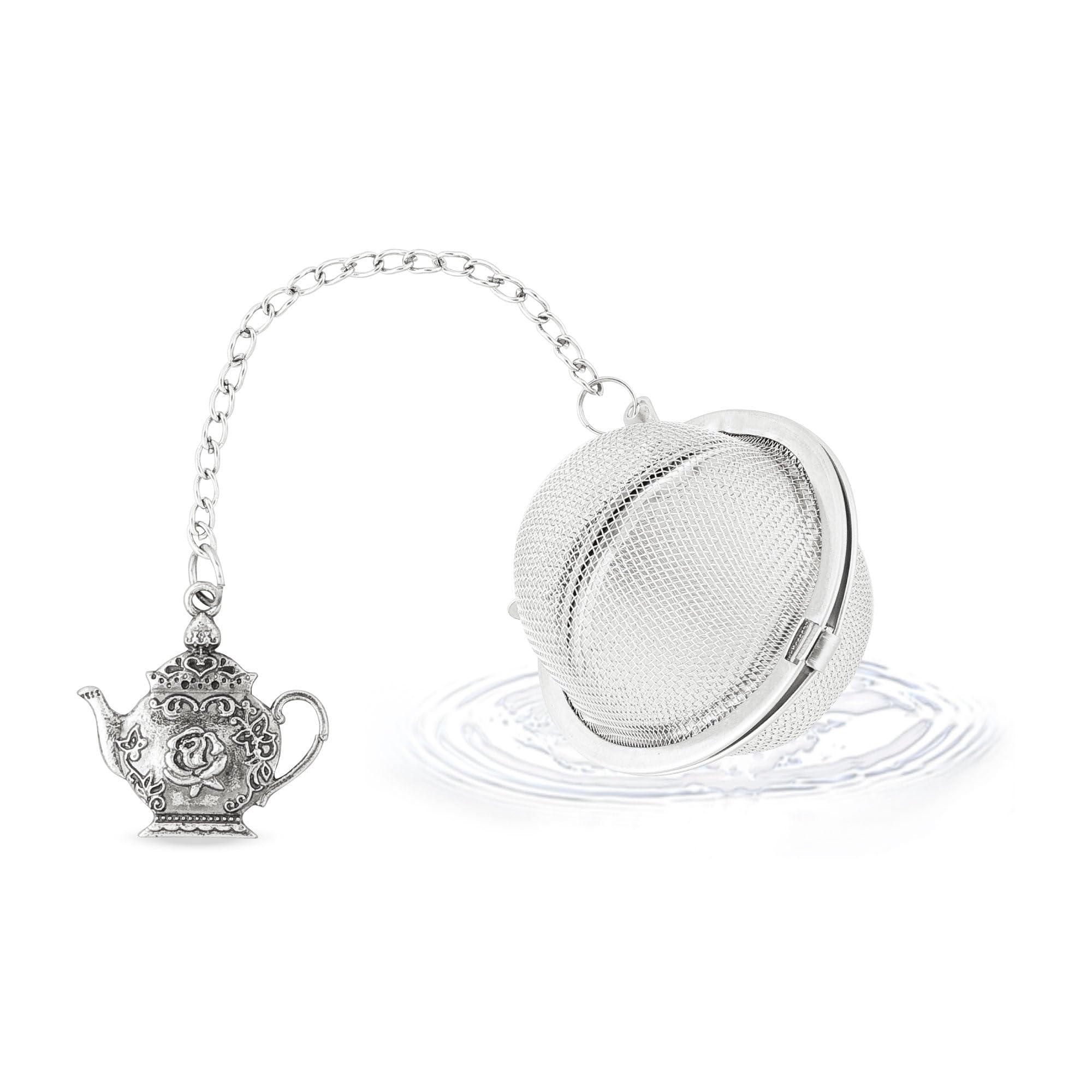 Premium 18/8 Stainless Steel Tea Infuser Ball - 2 Inch Fine Mesh Tea Strainer with Zinc Alloy Teapot Charm - Perfect for Loose Leaf Tea Brewing at Home, Office or Travel - Supreme Housewares Tea Accessory