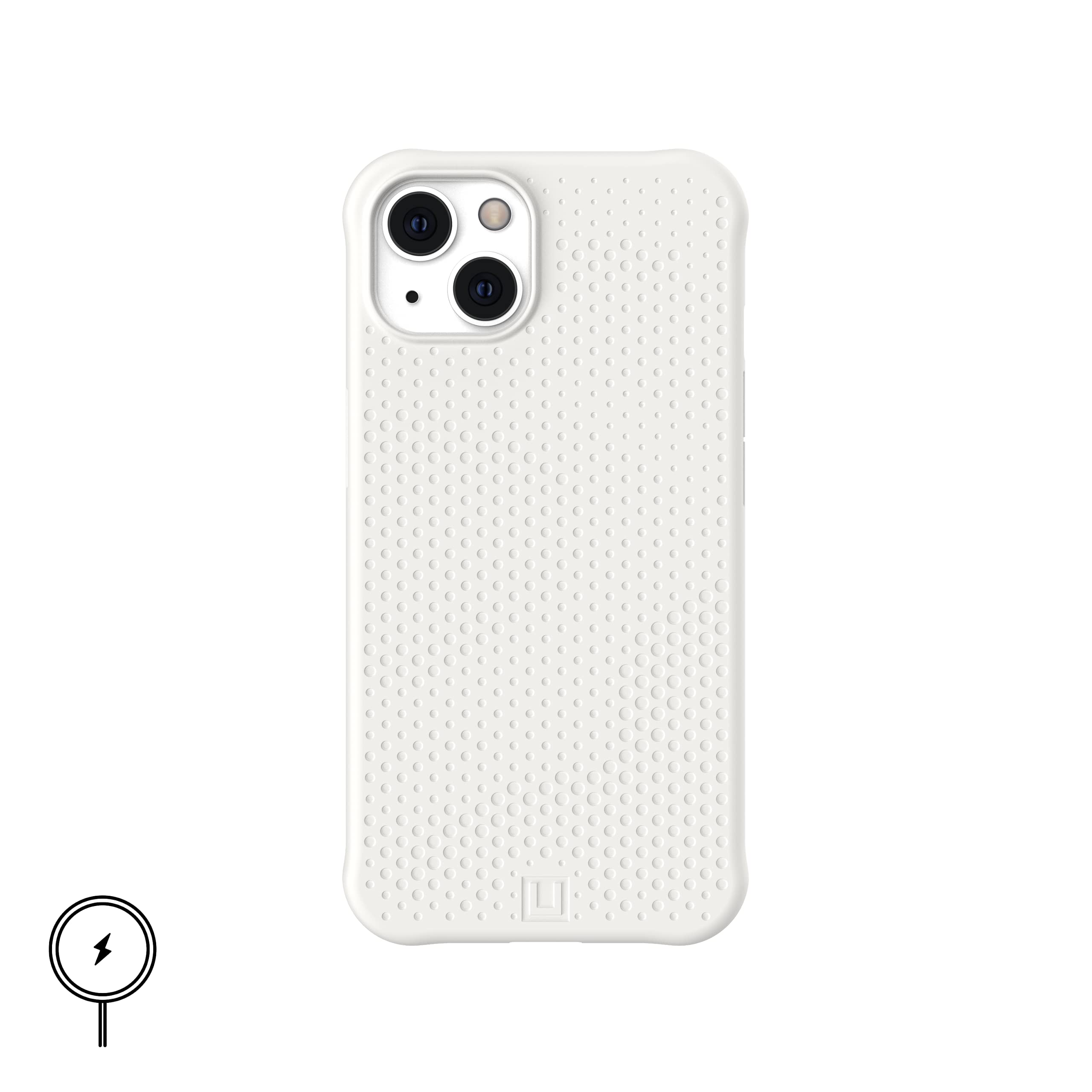 UAG Designed for iPhone 13 Case - Slim Fit Lightweight Protective Cover with MagSafe Compatibility | 6.1 Inch Screen | Impact Resistant & Antimicrobial | White Marshmallow DOT Design | Perfect for Daily Use, Travel & Outdoor Activities