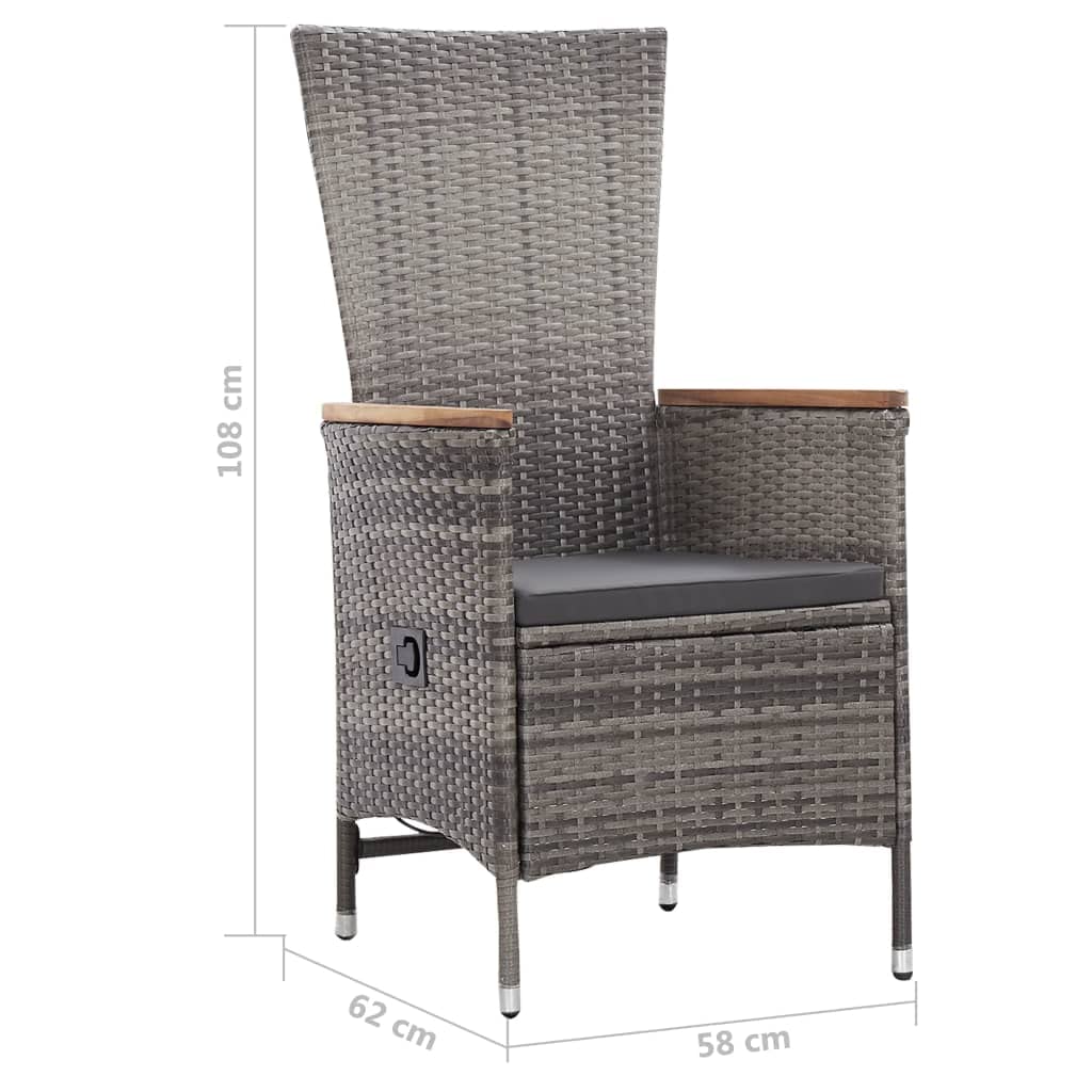 vidaXL 3-Piece Patio Lounge Set with Cushions - Gray Poly Rattan Outdoor Sofa for Garden, Balcony, Backyard & Terrace - Durable Weather-Resistant Home Furniture for Relaxing & Entertaining