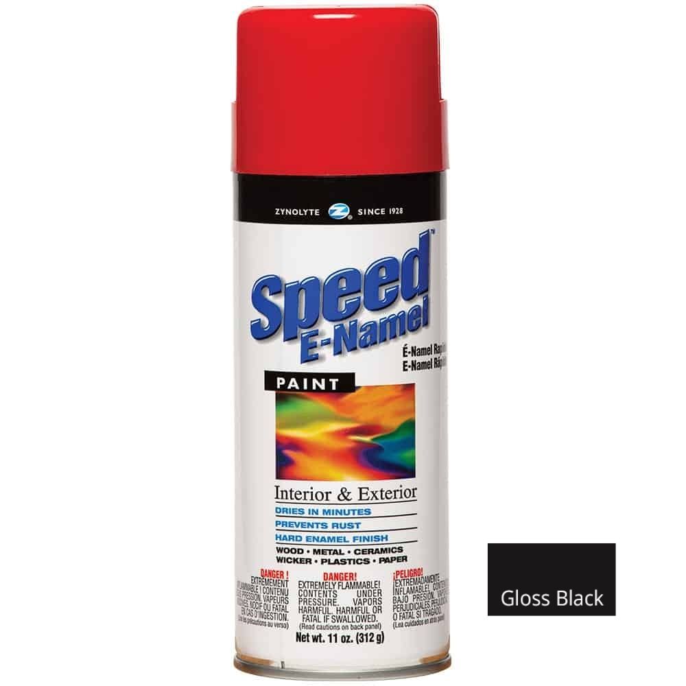 Aervoe Z387 Gloss Black Zynolyte Speed Enamel Spray Paint - Fast Drying, High Gloss Finish for Automotive, Metal, Wood & DIY Projects