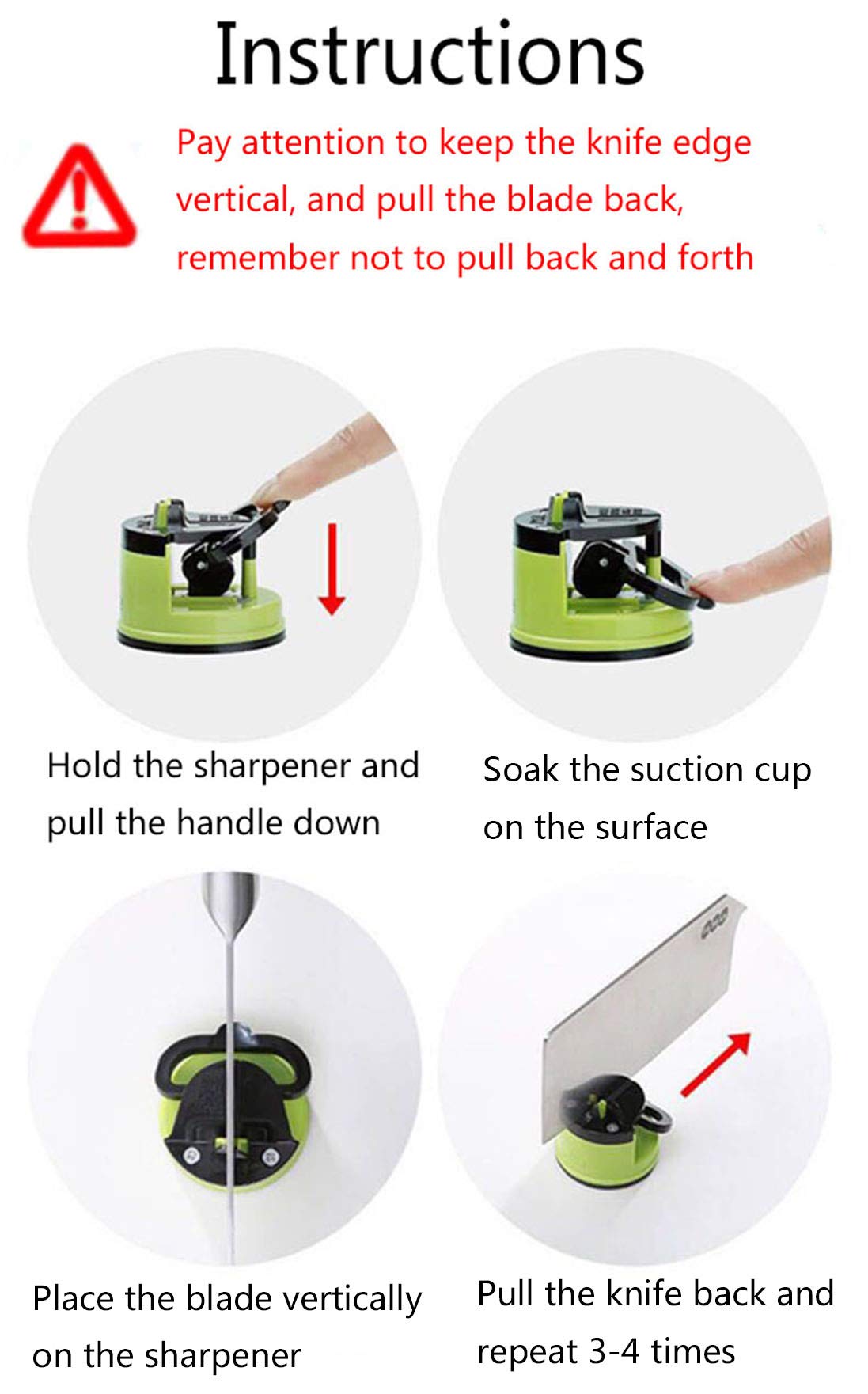 2 Pack Knife Sharpener with Suction Cup - Fast & Easy Knife Sharpening Tool for Kitchen, Chef & Home Use - Quickly Restores Dull Blades (Red + Green) - Perfect for Kitchen Prep, Camping & Outdoor Cooking