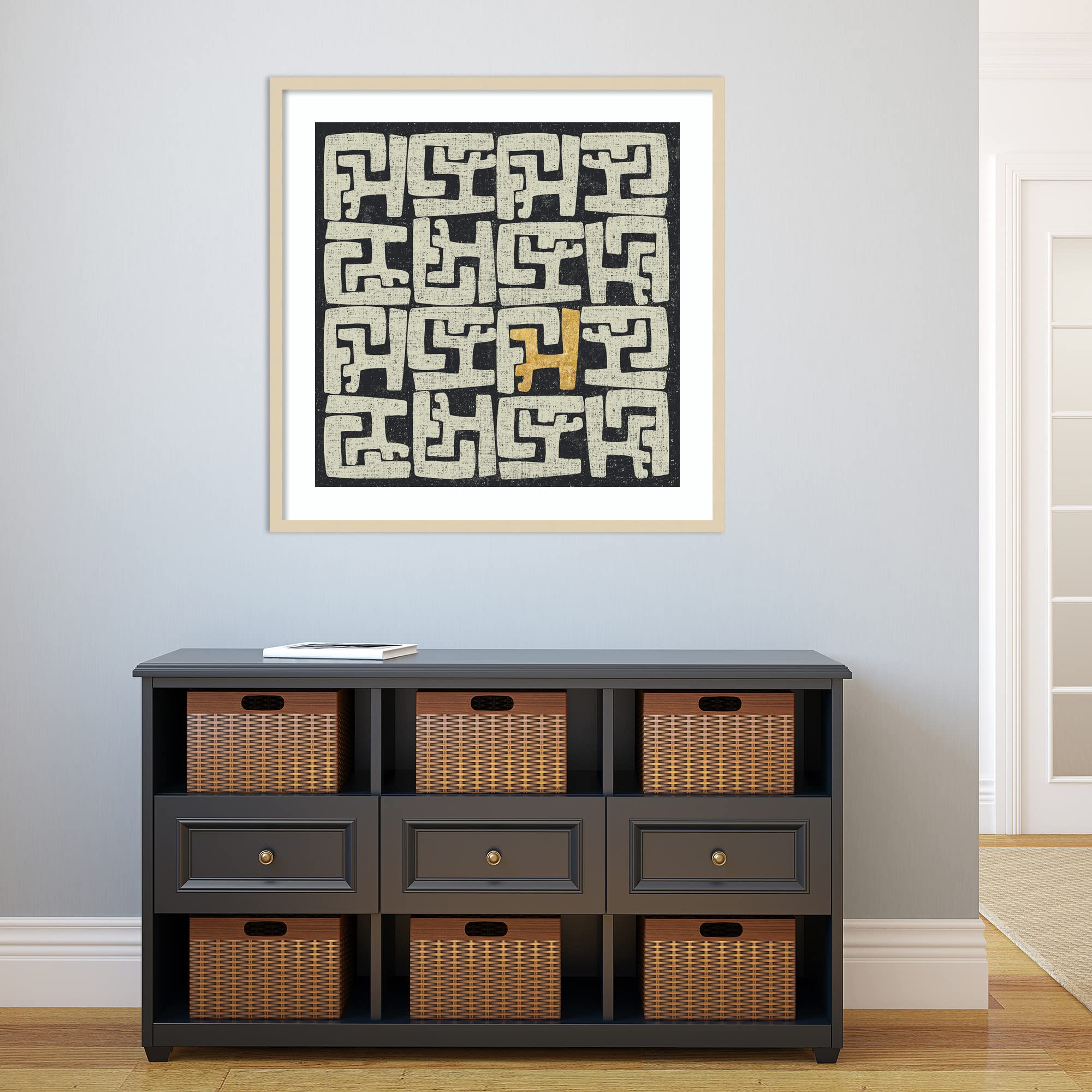 Amanti Art Framed Wall Art Print 33x33 - Kuba Play II Gold Abstract Painting by Cheryl Warrick | Modern Contemporary Home Decor | Large Framed Canvas Artwork for Living Room, Bedroom, Bathroom & Kitchen | Perfect for Housewarming Gifts & Interior Design Projects