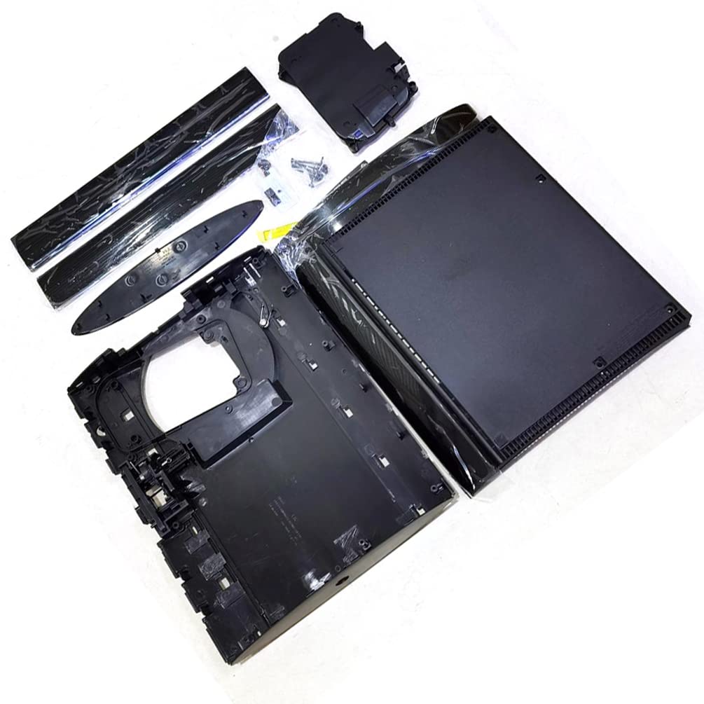 Original PS3 Playstation 3 Super Slim 4000/4012 Full Housing Shell Replacement Kit - Black Faceplate Cover with Screws & Bars | Compatible with 4K Gaming & Console Repair