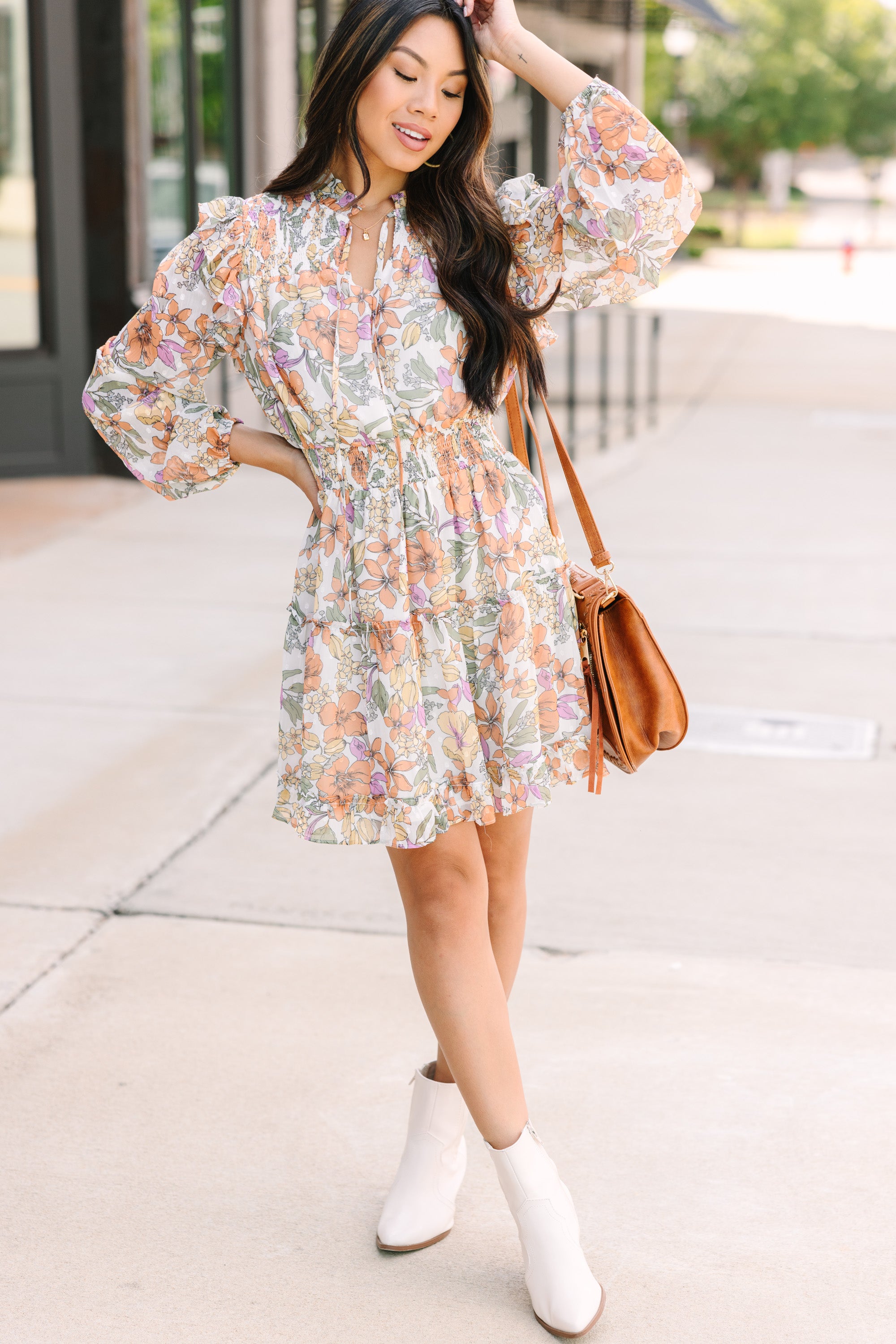 Fate: Need You More Orange Floral Ruffled Dress - Elegant Summer Party & Wedding Guest Dress for Women