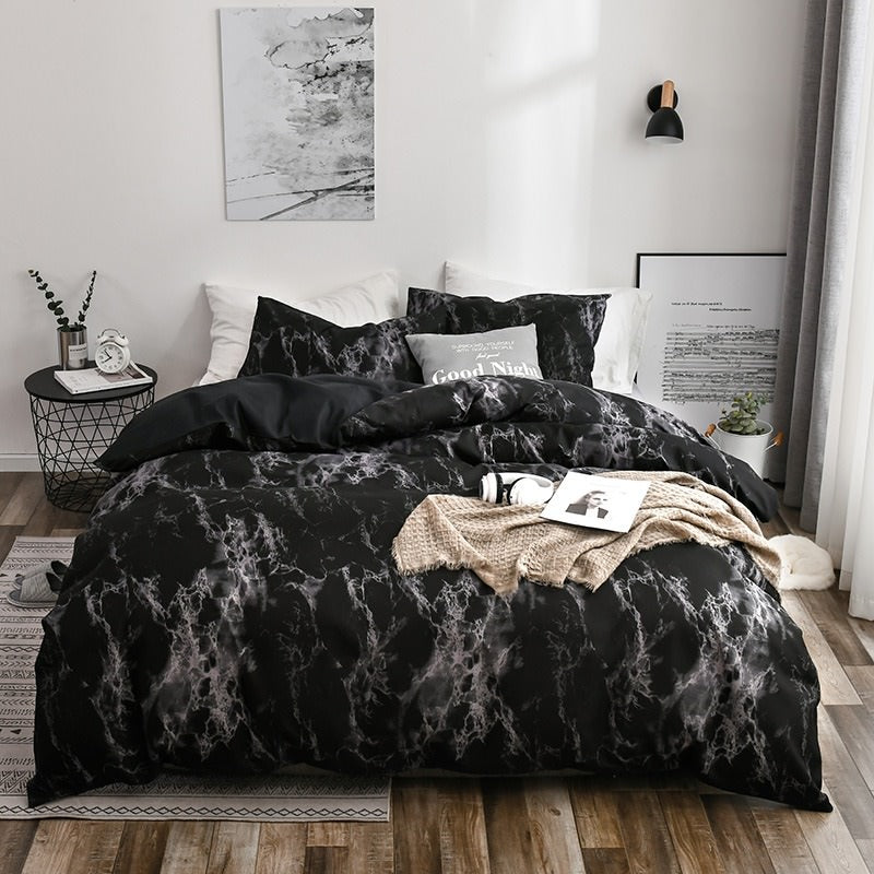 Luxury Marble Bedding Set - Queen Size, Soft & Breathable Bed Sheets with Pillowcases - Perfect for Modern Bedrooms & Guest Rooms