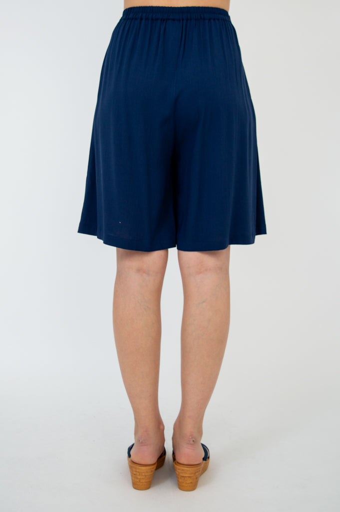 Betty Women's Linen Bamboo Shorts - Soft & Breathable Casual Summer Shorts in Indigo Blue | Perfect for Beach, Vacation & Everyday Wear