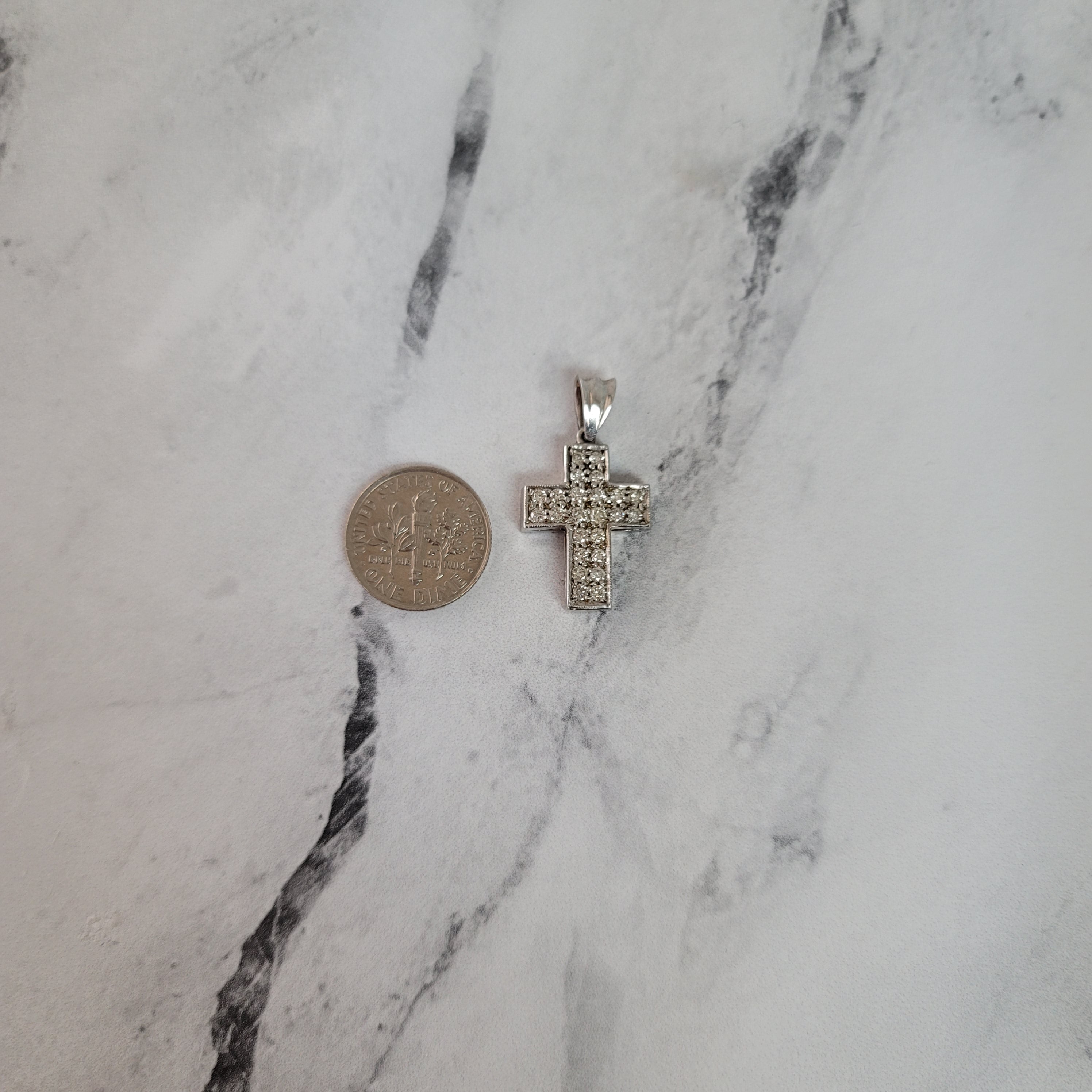 0.50 Carat Diamond Cross Pendant Necklace in 14K White Gold - Elegant Religious Jewelry Gift for Women, Perfect for Church, Weddings & Special Occasions