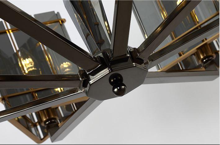 Elegant LED Chandelier with Black Glass - Modern European Luxury Lighting for Dining Room & Living Room Decor