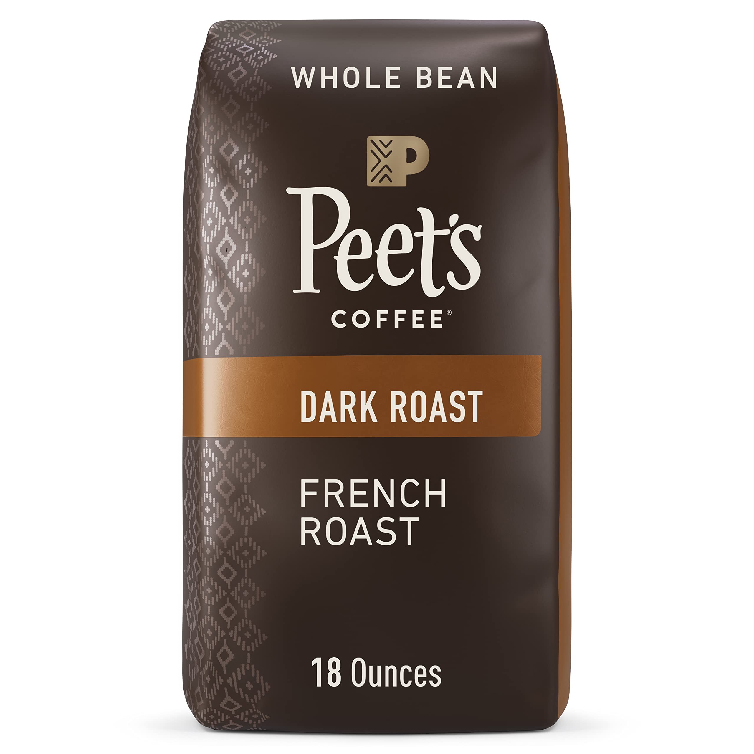 Peet's Coffee Dark Roast Whole Bean Coffee - French Roast 18 Ounce Bag (1.13 lb) | Premium Arabica Beans for Rich Flavor | Perfect for Home Brewing, French Press & Espresso Machines