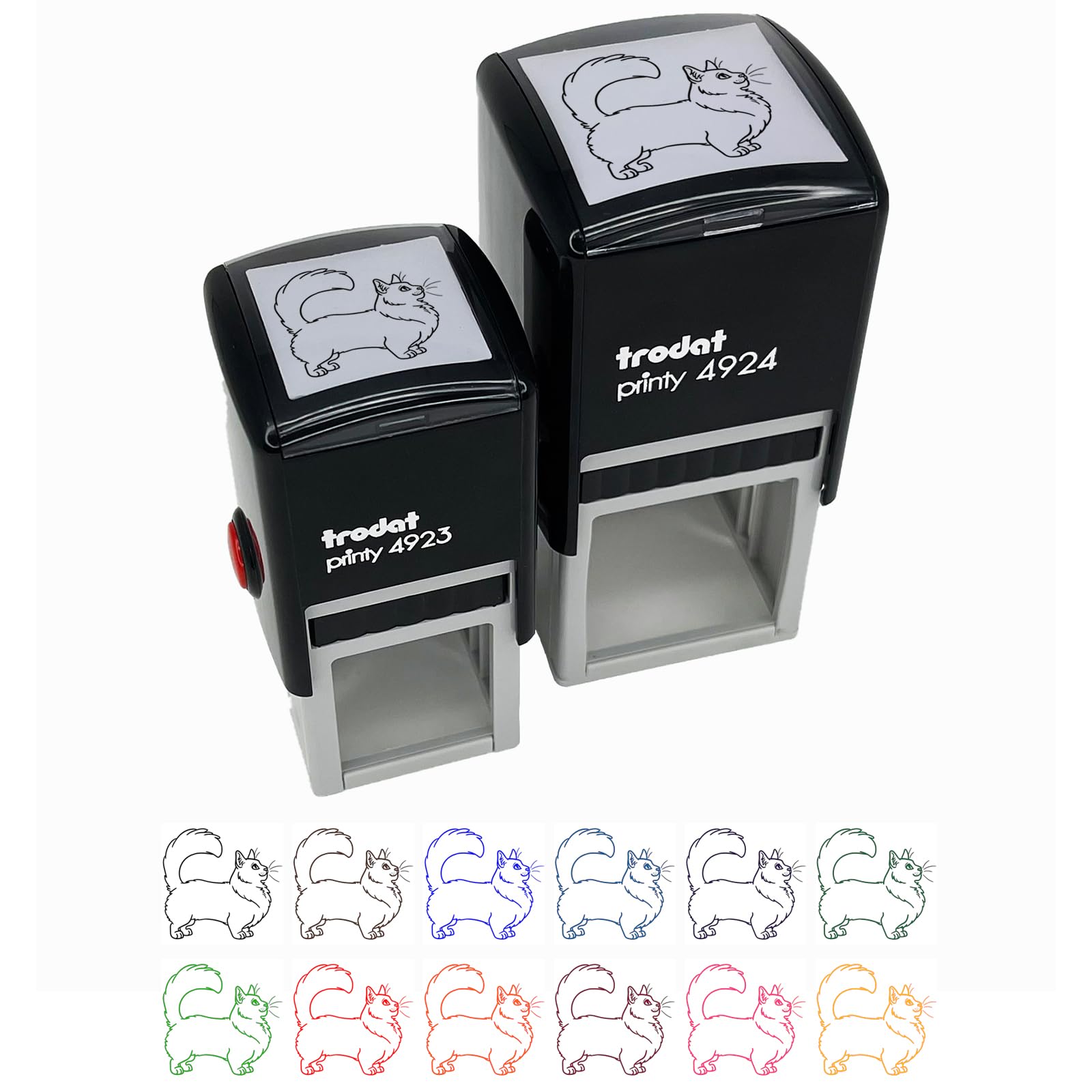 Fun-Loving Munchkin Cat Self-Inking Rubber Stamp - 1 Inch Small Stamp with Blue Ink - Perfect for Scrapbooking, Card Making & DIY Crafts
