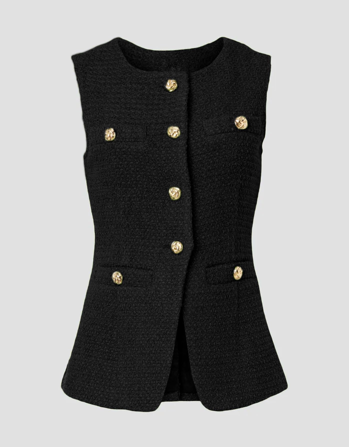 Women's Tweed Blazer Vest - Sleeveless Button Front Jacket for Work & Office | Casual Chic Outerwear for Business, Date Night & Fall Layering