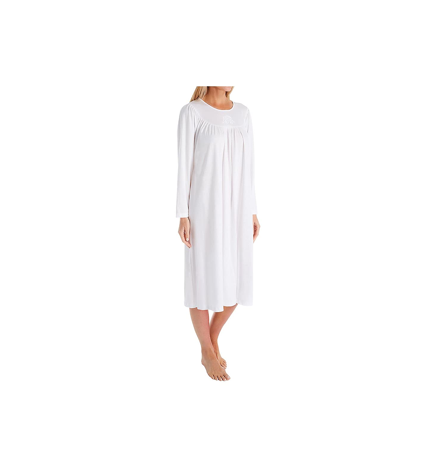 Calida Women's Soft Cotton Long Sleeve Nightgown - XL White | Comfortable Sleepwear for Women | Perfect for Winter Nights & Relaxing at Home