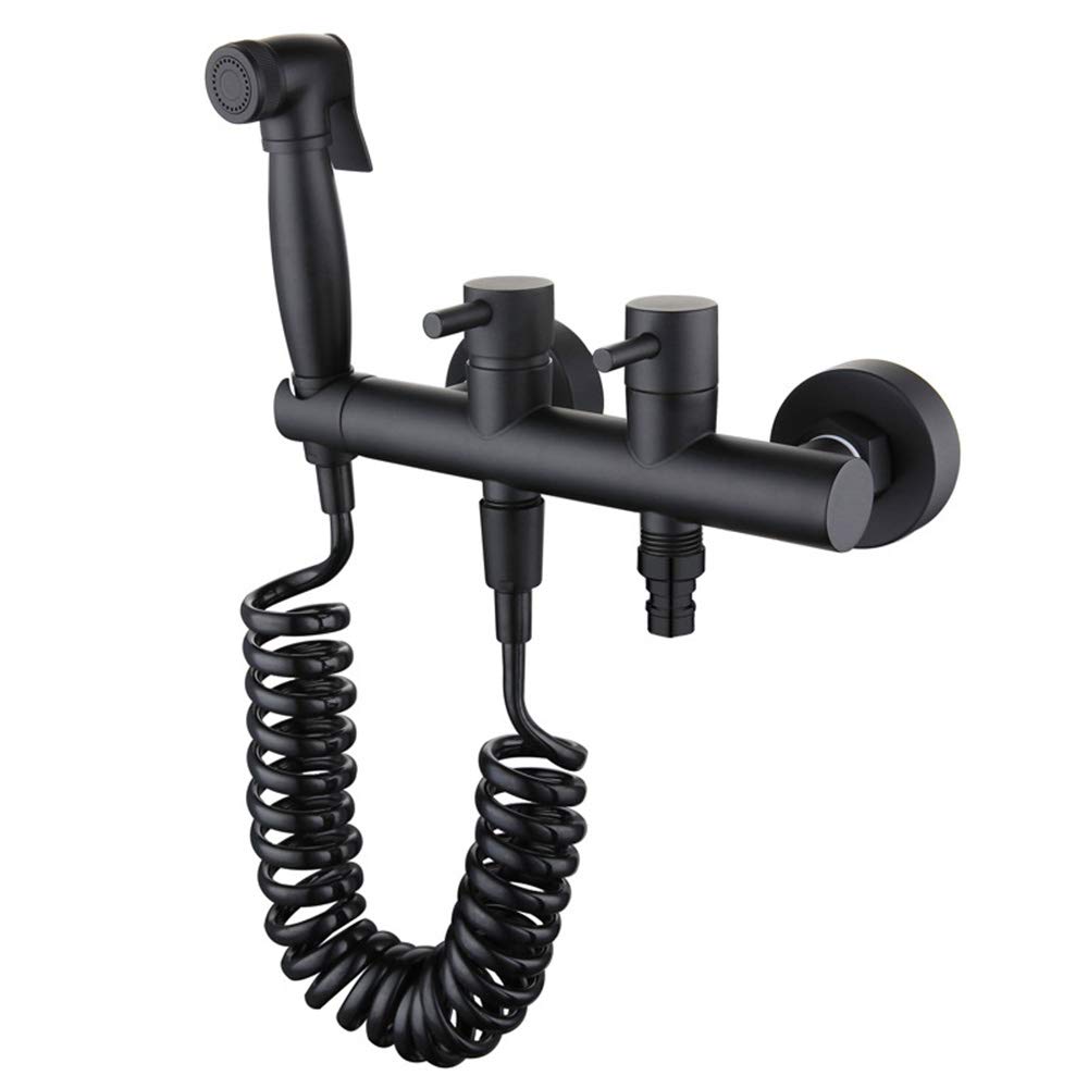 Dual Handle Handheld Toilet Sprayer with Spring Hose - Wall Mounted Bathroom Sprayer for Baby Cloth Diaper Cleaning | Perfect for Bathroom Hygiene, Postpartum Care & Pet Cleaning