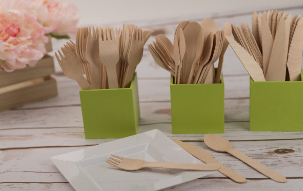 Eco-Friendly Palm Leaf Disposable Cutlery Set - 200 Piece Biodegradable Wooden Utensils for Parties, Picnics & Sustainable Dining