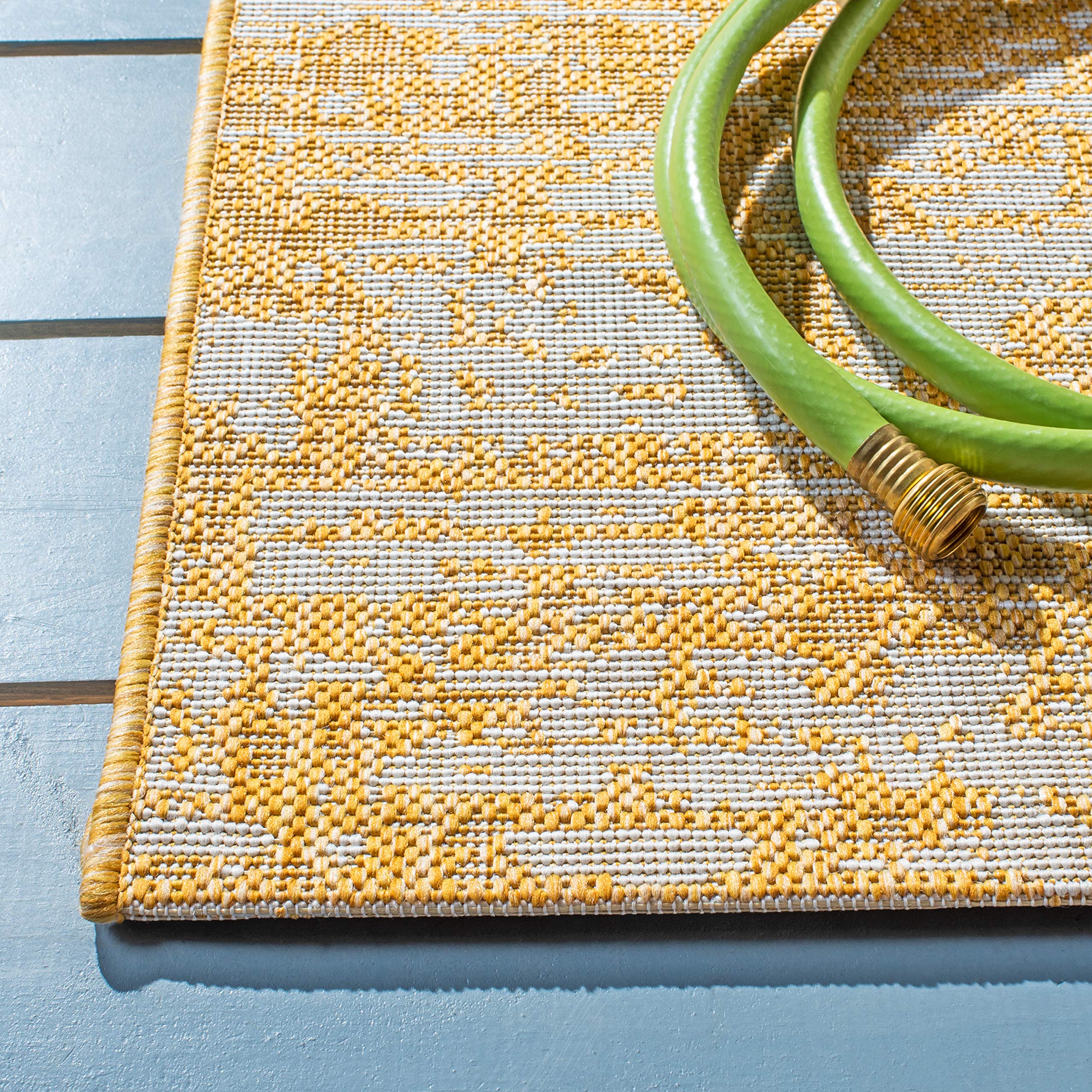 SAFAVIEH Courtyard Collection 8' x 10' Gold & Ivory Area Rug - Indoor/Outdoor Waterproof, Easy to Clean, Perfect for Patio, Backyard, Mudroom, and High-Traffic Areas