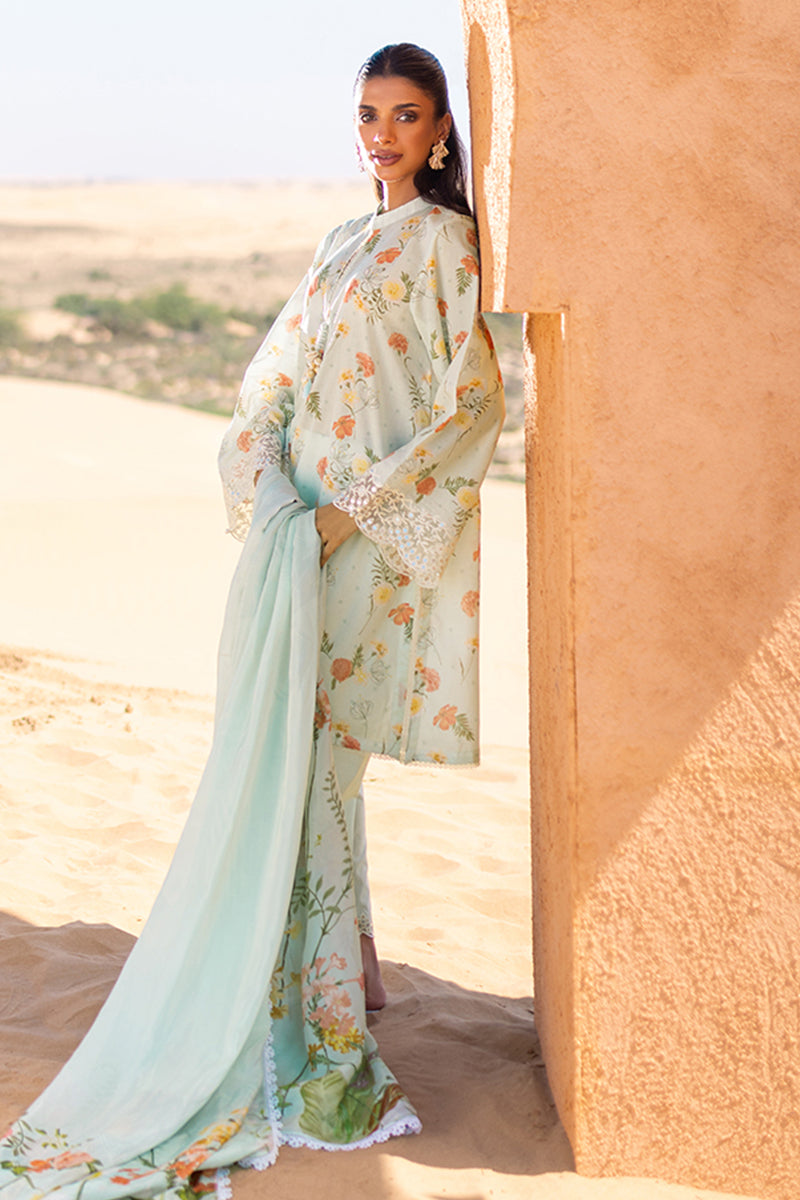 **AQUA GLAZE 3-Piece Printed Lawn Suit for Women - Lightweight & Breathable Summer Outfit - Perfect for Casual Wear, Parties & Festivals**