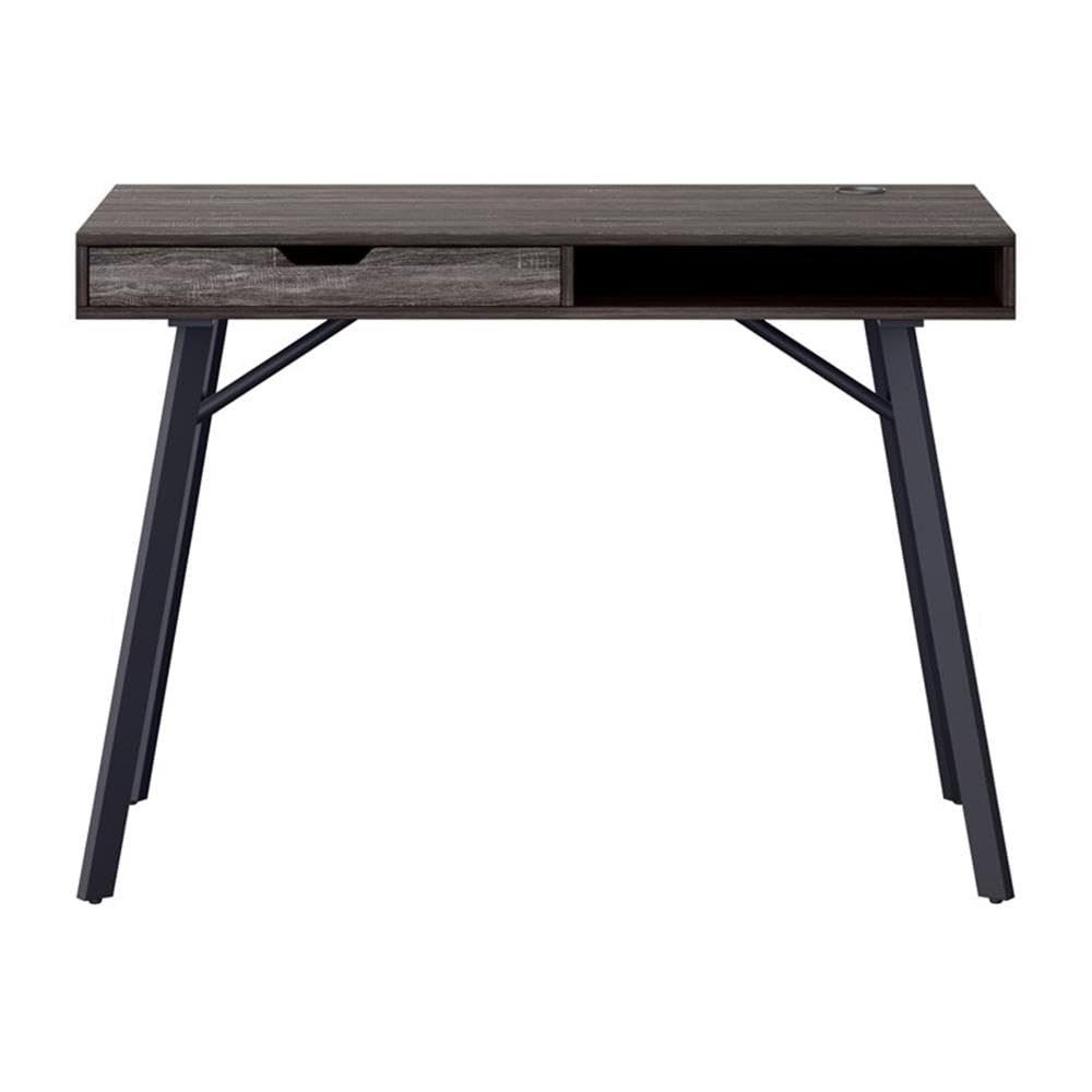CorLiving Auston Modern Gray Engineered Wood Grain Finish Desk with Drawer - Stylish Home Office Desk with Storage for Small Spaces, Perfect for Remote Work & Study