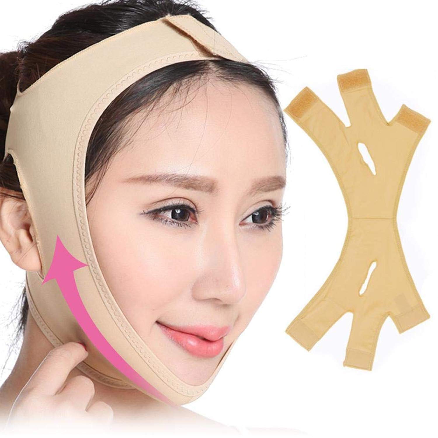 V Line Face Slimming Belt - Anti Wrinkle Chin Lift Strap & Cheek Contour Mask for Women (Size L) | Facial Slimming & Jawline Definition | Perfect for Daily Use, Yoga, or Sleep