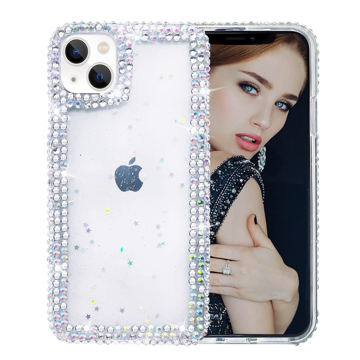 Bonitec iPhone 13 Mini Case - 3D Glitter Rhinestone Sparkle Cover with Crystal Diamond Design | Luxury Protective Phone Case for Women | Perfect for Parties, Dating & Special Occasions