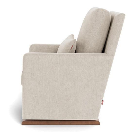 Monte Design Quick Ship Como Glider Recliner Chair - Dune Fabric with Walnut Base for Nursery, Living Room & Relaxation