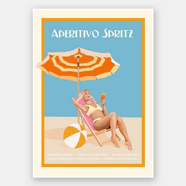 Aperitivo Spritz Unframed Art Print - Italian Cocktail Wall Decor for Home Bar, Kitchen & Dining Room - Perfect for Entertaining & Hosting Parties