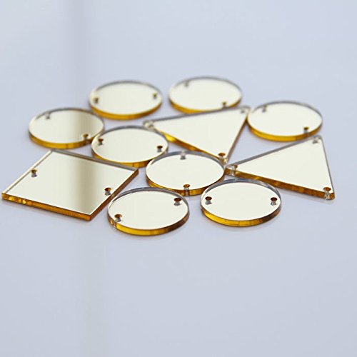 50pcs Gold Acrylic Flatback Sew-on Rhinestones - Trapezoid Mirror Stones for Dress & Garment Decoration - Perfect for DIY Costumes, Wedding Dresses & Fashion Accessories