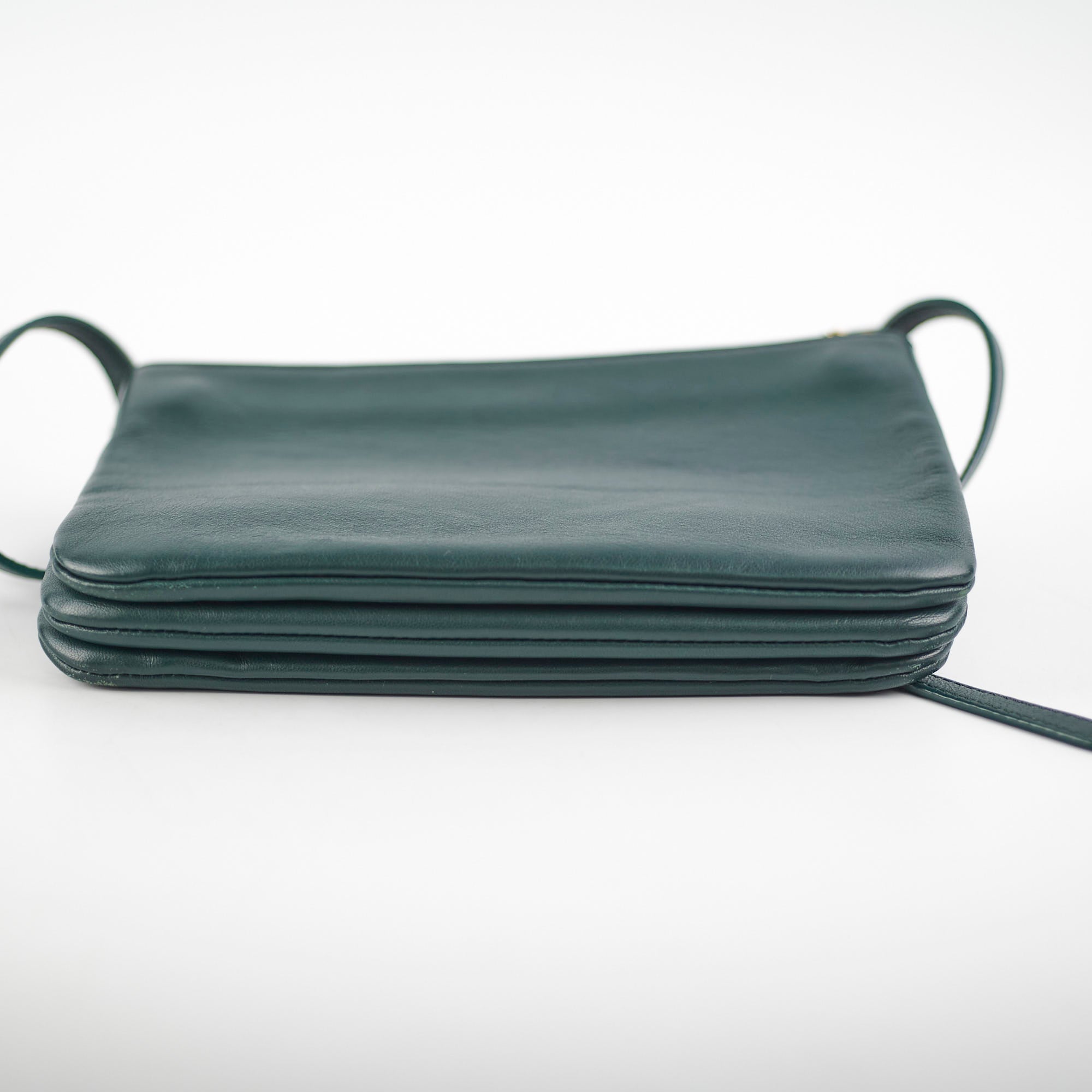 Celine Trio Bag Genuine Lambskin Leather Crossbody Handbag in Green - Perfect for Work, Travel & Everyday Use