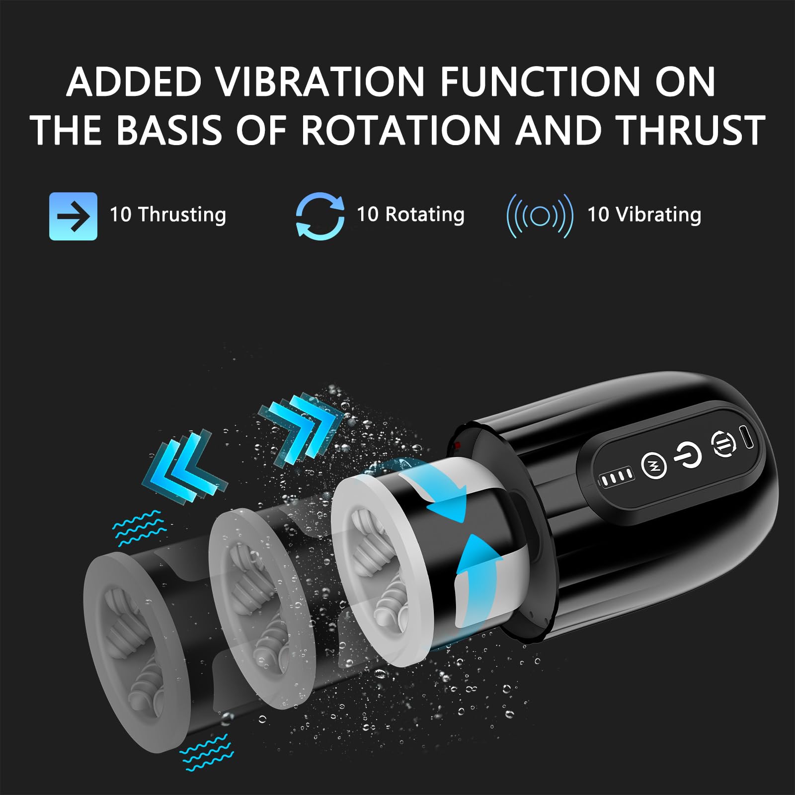 Premium Automatic Male Masturbator Penis Pump - 10 Rotation & Vibration Modes, Hands-Free Suction Base, Visual Window - Adult Sex Toy for Men (Black) | Perfect for Solo Play, Couples Fun & Discreet Pleasure