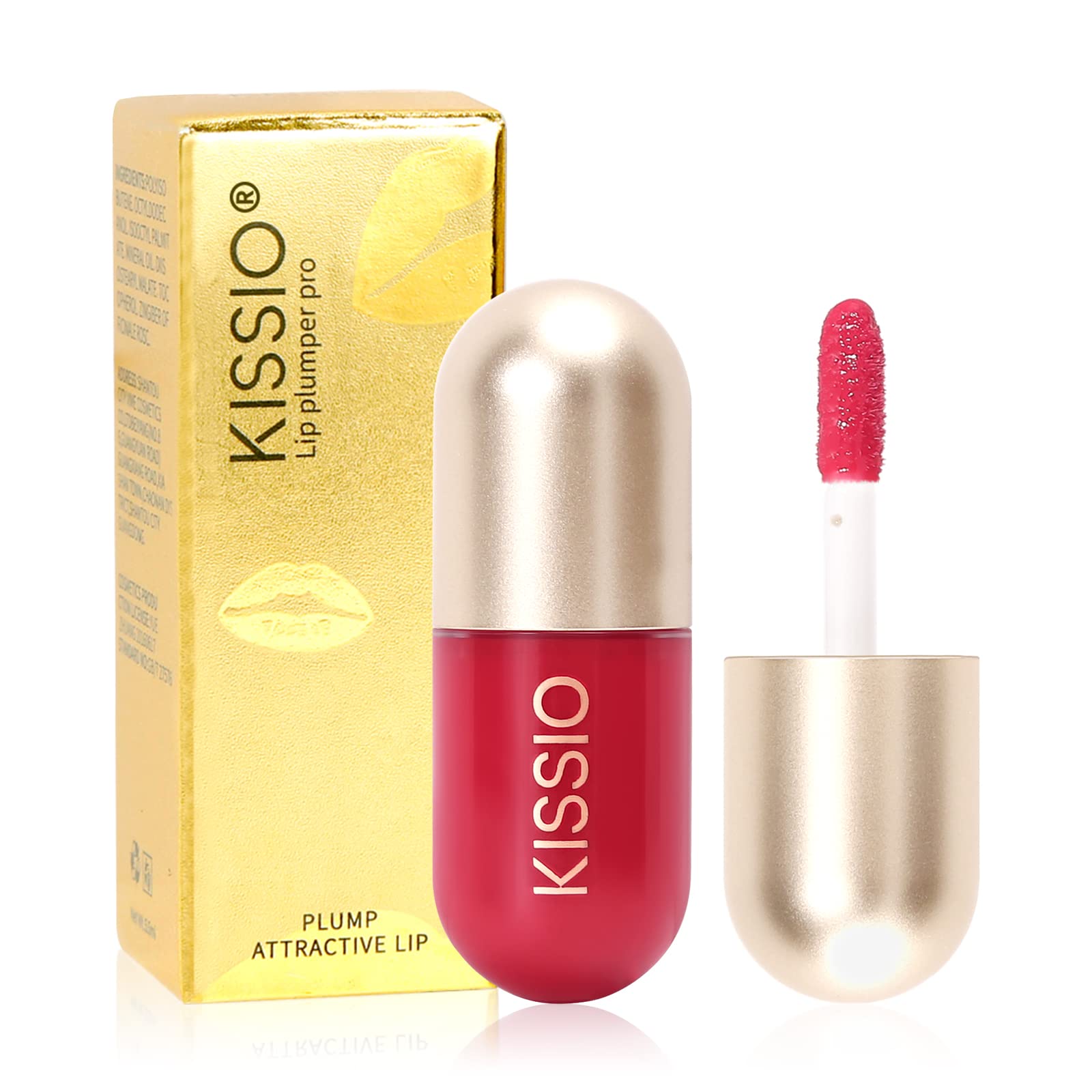 KISSIO Lip Plumper Gloss - Natural Plant Extracts Lip Enhancer Serum for Fuller, Hydrated Lips | Moisturizing & Volumizing Lip Gloss (5.5ml, Dogwood 05) | Perfect for Daily Wear, Date Night & Special Occasions