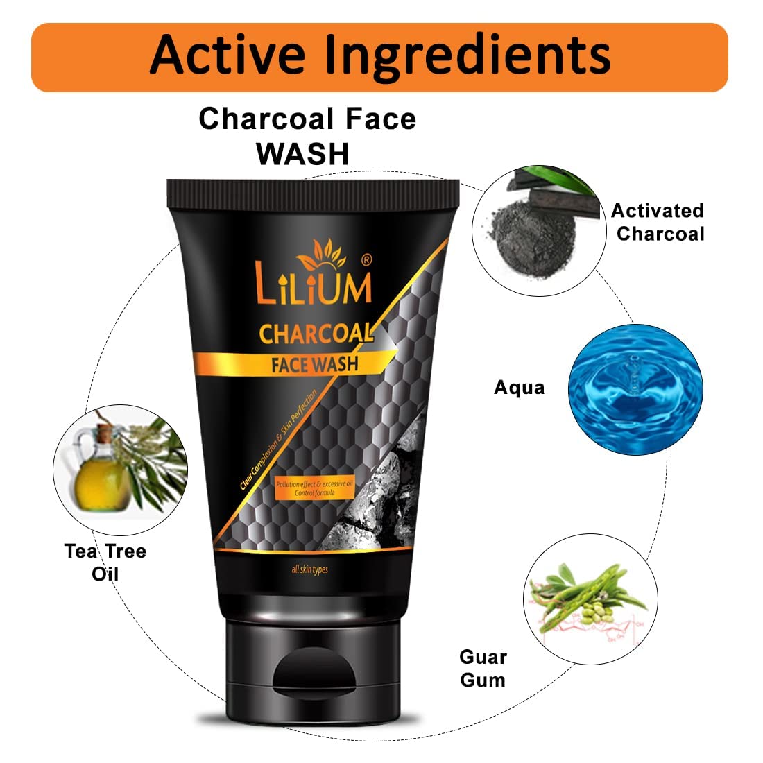 Lilium Charcoal Face Wash & Detox Massage Cream Set - 2 x 100ml Deep Cleansing Pore Minimizer for Oily & Acne-Prone Skin - Perfect for Daily Skincare Routine & Spa Night