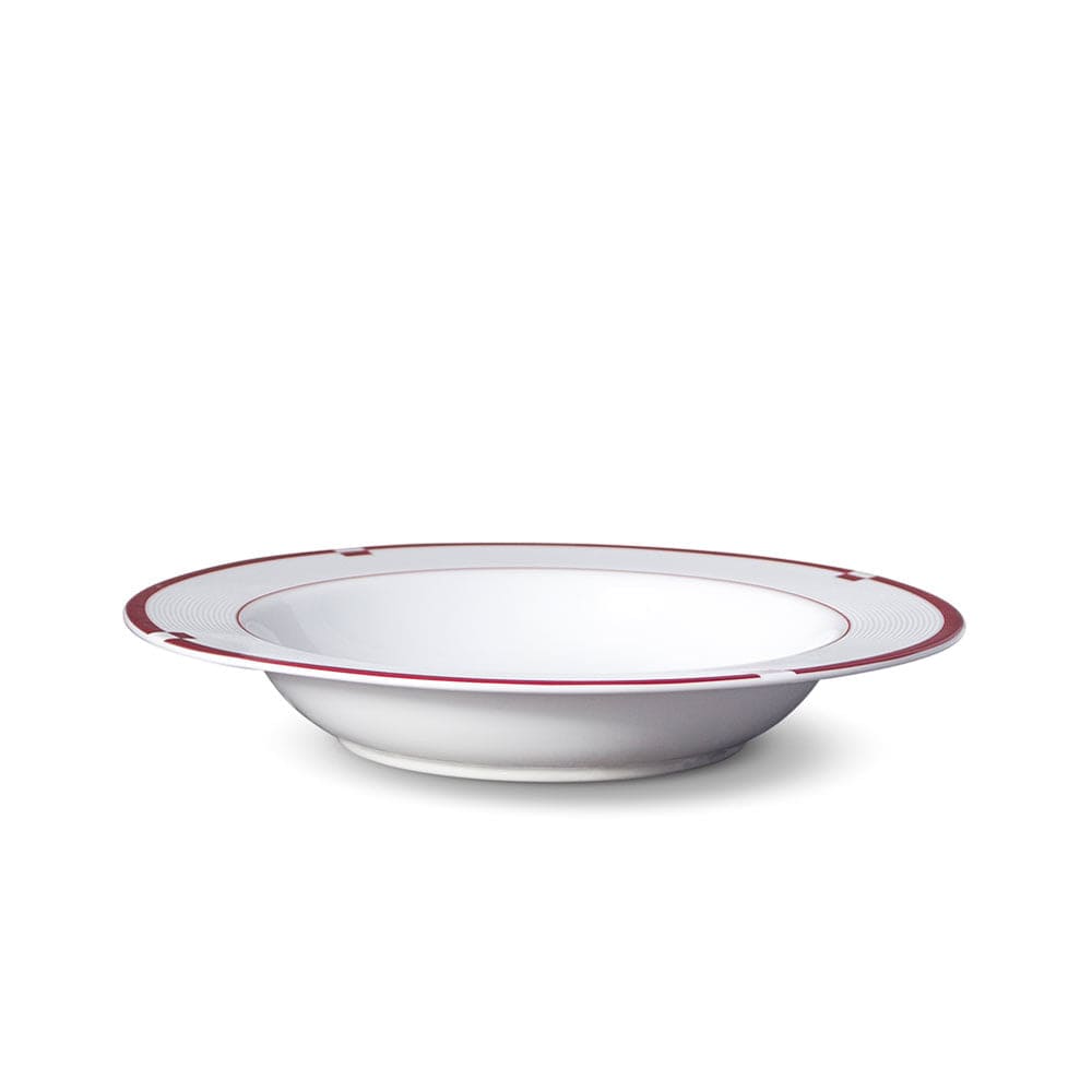 Jet Set Red Set of 4 Rim Soup Bowls - Elegant Porcelain Bowls for Soup, Salad, Pasta & Dessert - Perfect for Dining, Entertaining & Gifting