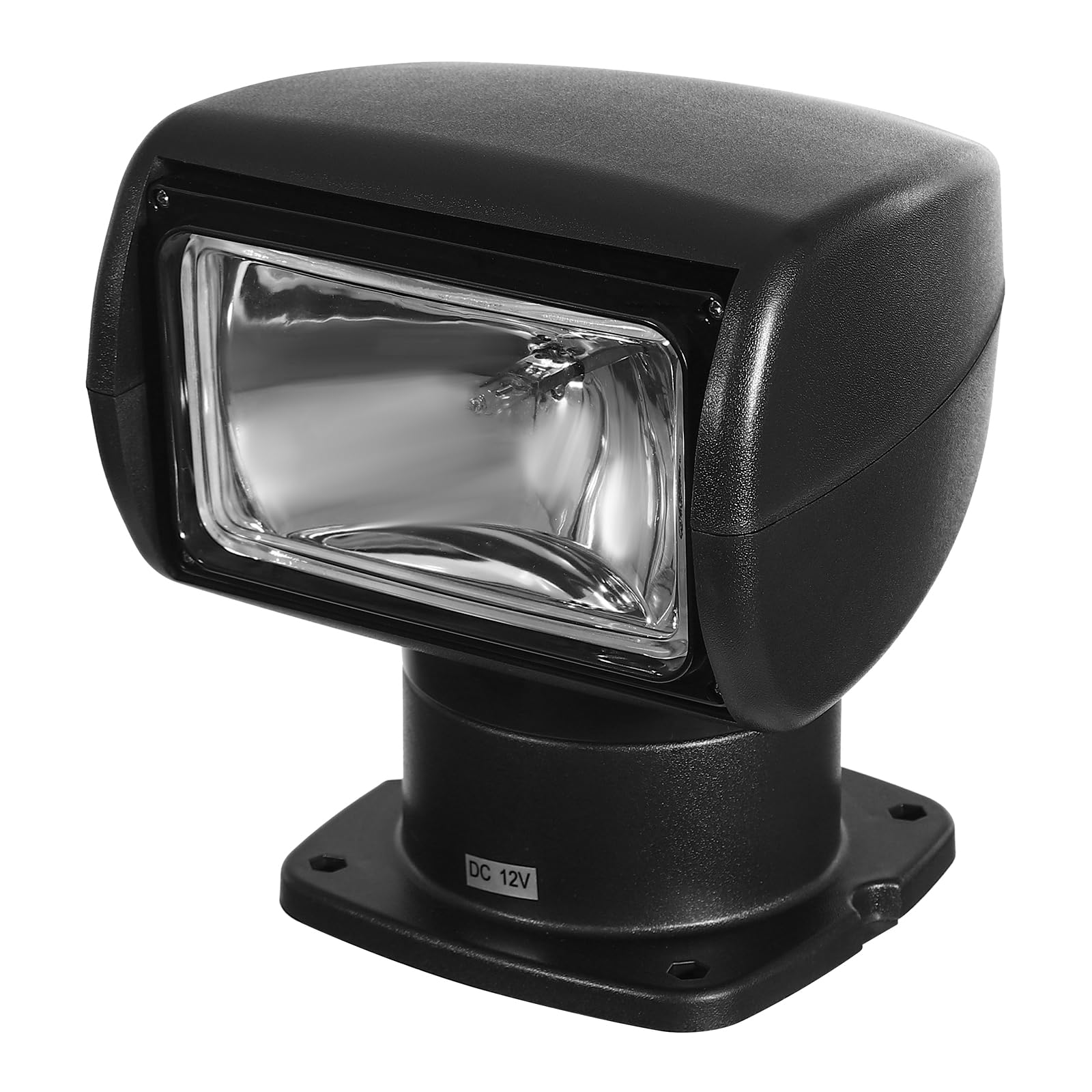 360° Rotating Remote Control Marine Boat Spotlight - 12V 100W Waterproof Halogen Search Light for Boats & Trucks | Omnidirectional Lighting for Night Fishing, Offshore Navigation & Emergency Rescue (Black)