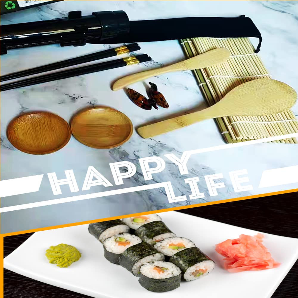 Premium Sushi Making Kit - 2 Bamboo Sushi Mats, Sushi Bazooka Maker, Alloy Chopsticks & Complete Accessories for Homemade Sushi | Perfect for Japanese Cuisine Lovers, Dinner Parties & Family Cooking Activities