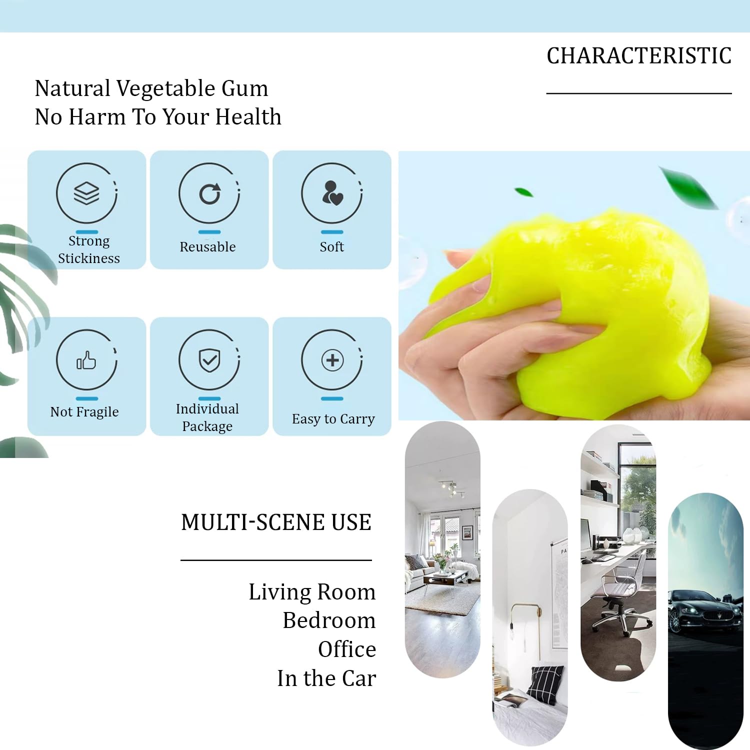 5 Pack Car Cleaning Gel Putty Kit - Dust Cleaner for Car Detailing, Interior, Vents & Hard-to-Reach Areas | Perfect for Auto Detailing, Home & Office Use