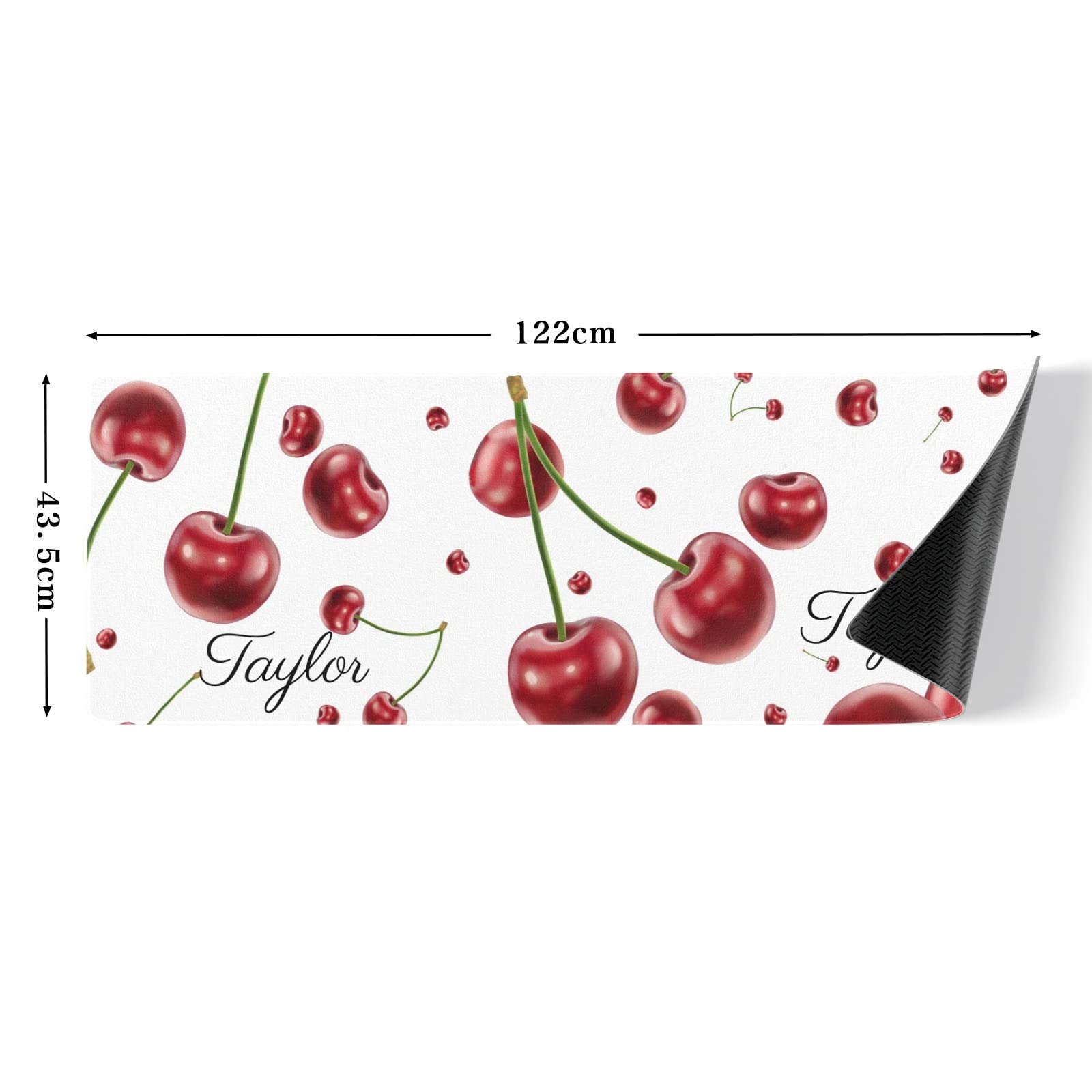 Cherry Red Custom Washable Kitchen Rug - Non-Slip Floor Mat for Bathroom, Living Room & Garden - Personalized Home Decor - Perfect for High-Traffic Areas & Cozy Spaces